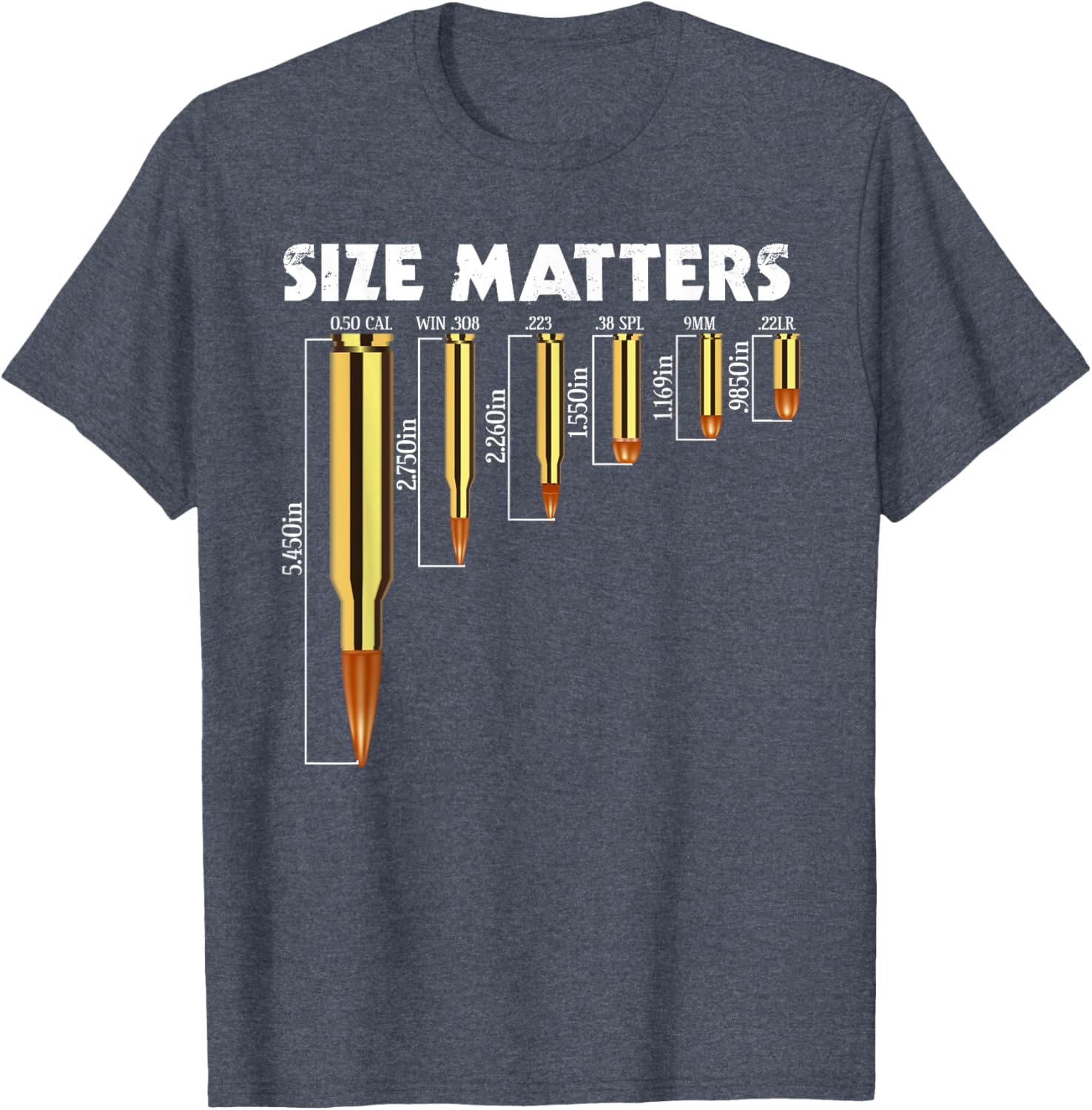 Size Matters T-Shirt for Bullet Lovers, Perfect Caliber Graphic Tee - 17