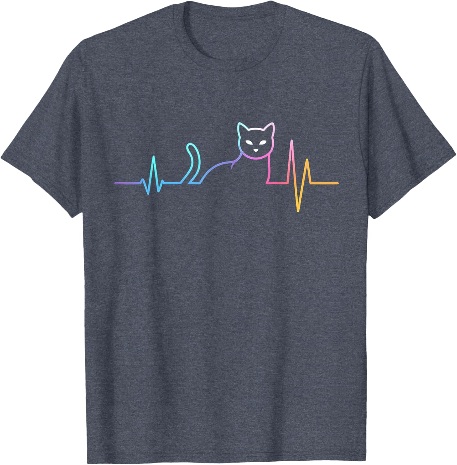 Colorful Heartbeat Cat T-Shirt for Funny Cat Lovers - Gifts for All Ages - 15