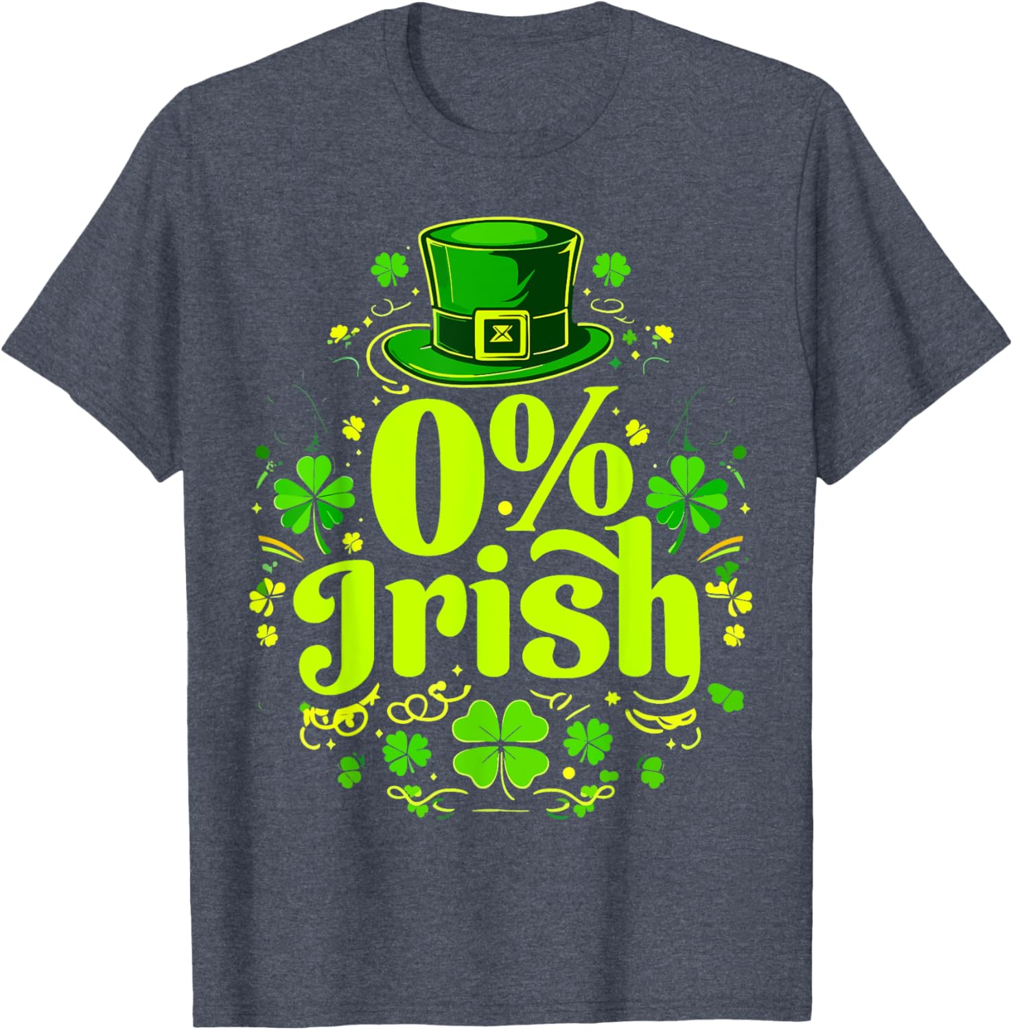 Funny 0% Irish St. Patrick's Day Zero Percent Graphic T-Shirt for Fun - 10