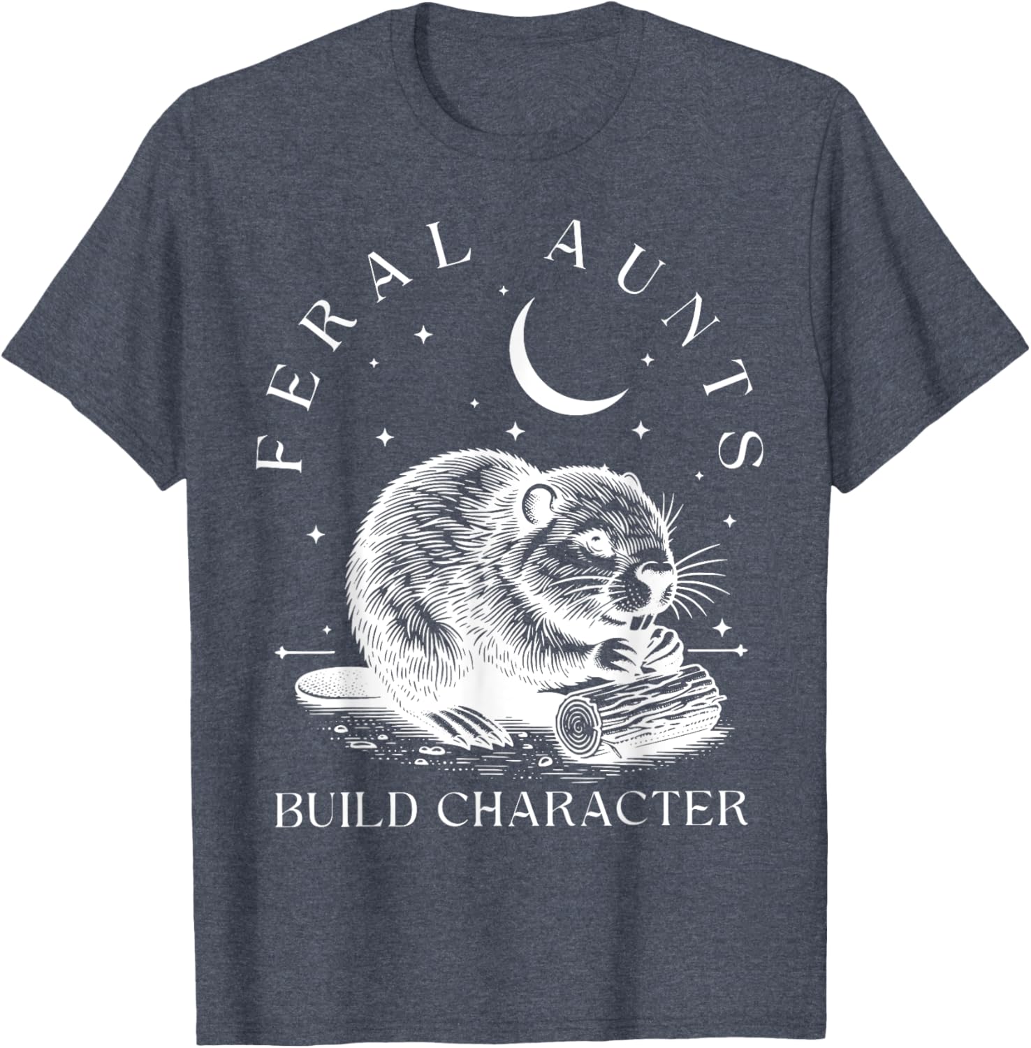 Funny Retro Aunt T-Shirt with Cute Beaver Design – Build Character Style - 9