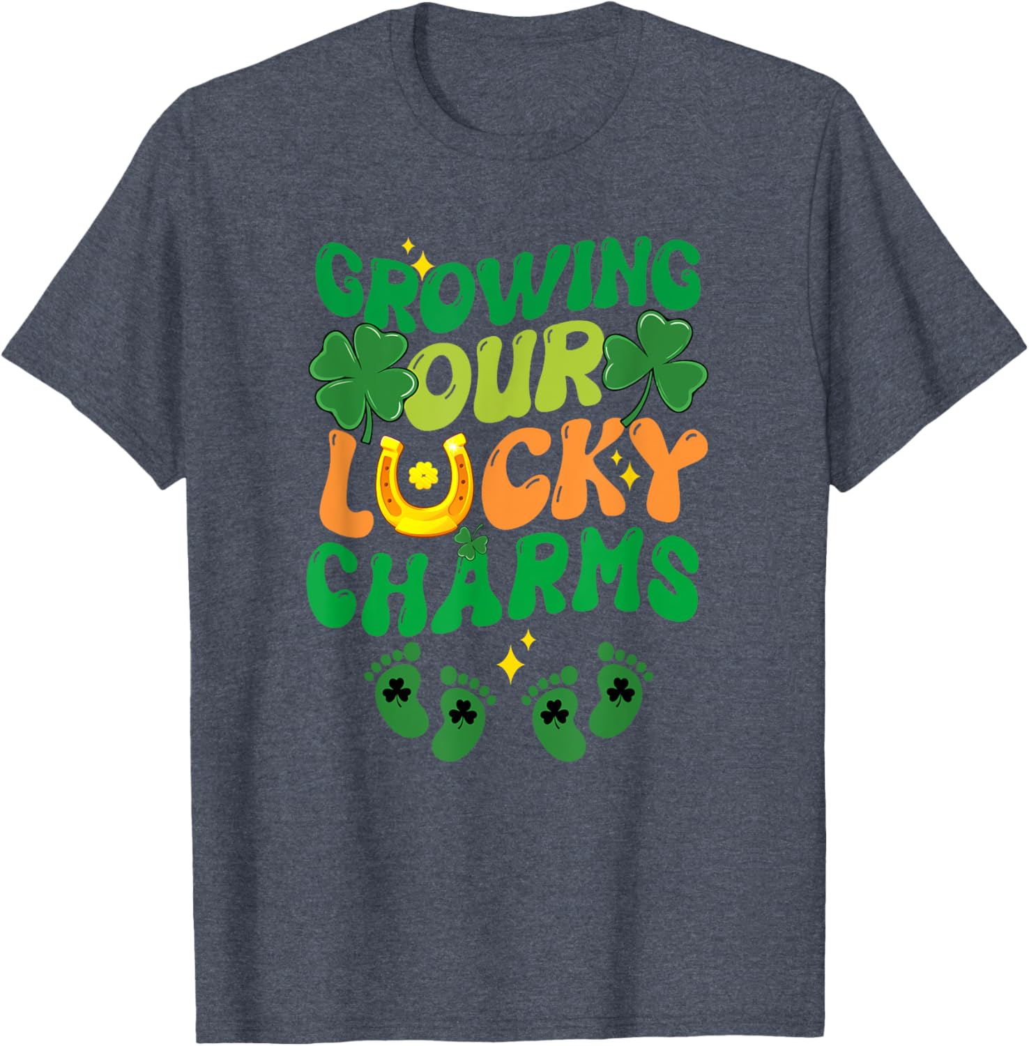 St Patrick's Day Pregnancy T-Shirt for Twin Moms with Lucky Charms Design - 16