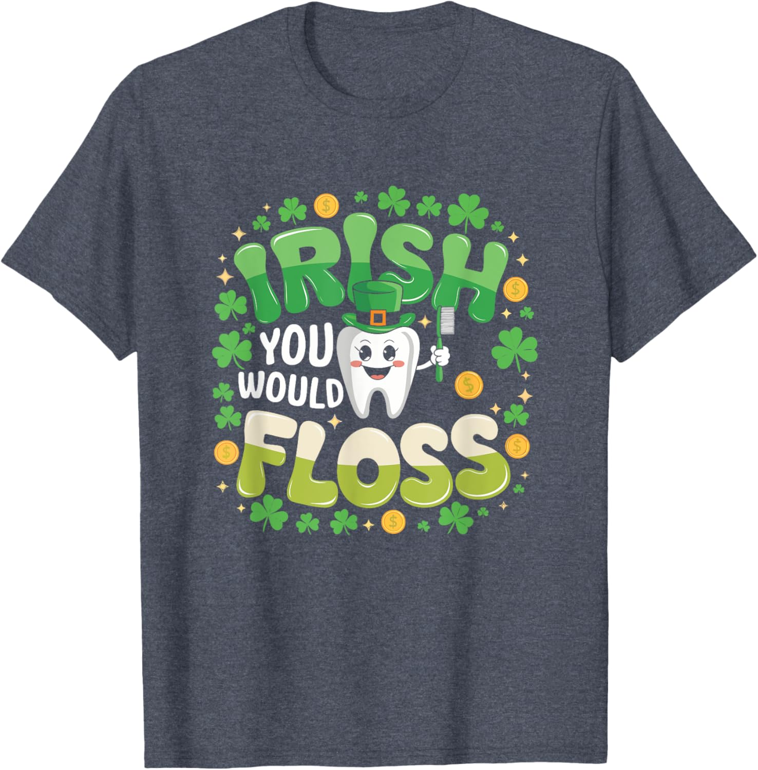 Retro Irish St Patrick's Day Flossing Dentist T-Shirt for Fun Celebrations - 4