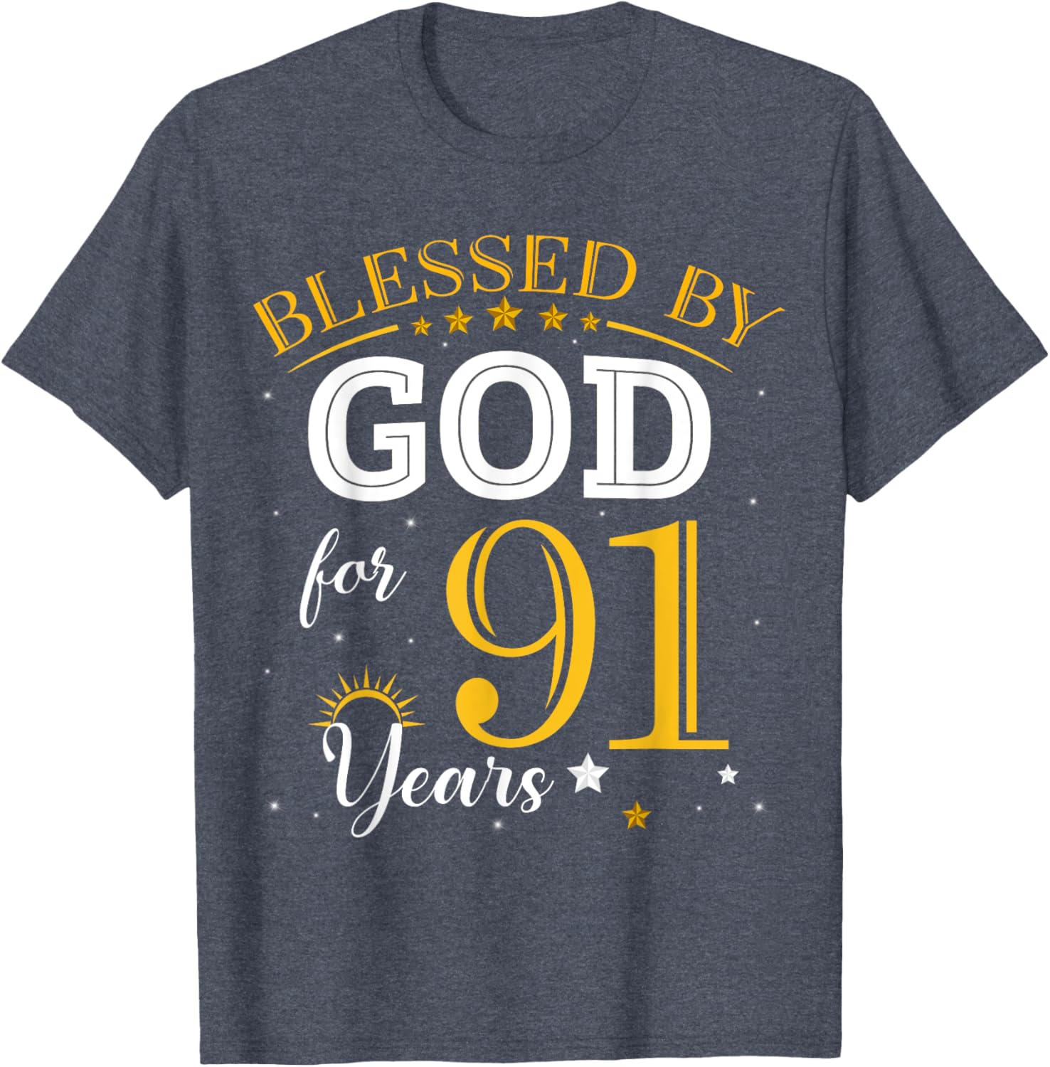 Vintage Blessed by God 91 Years Old Birthday Girl T-Shirt Gift - 3