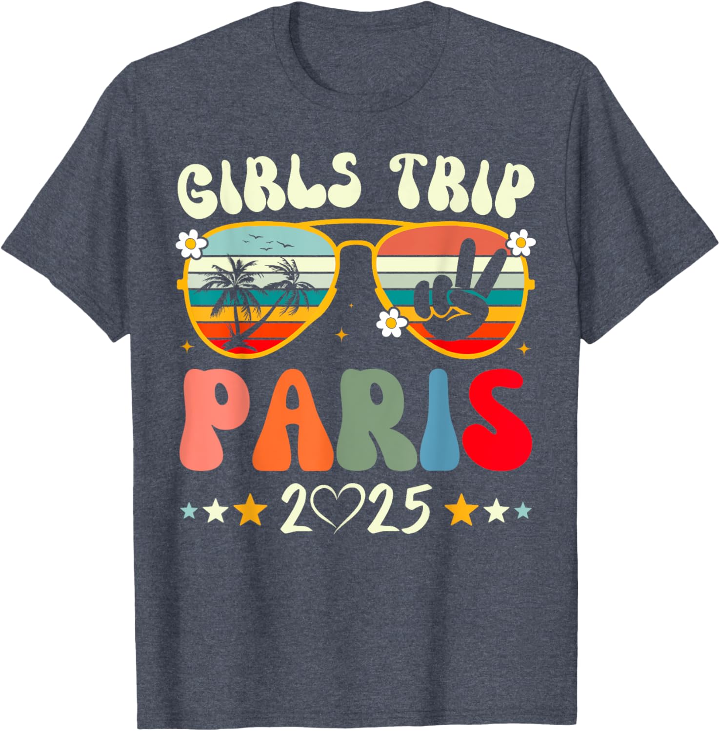 Girls Trip Paris 2025 Summer Vacation Retro T-Shirt for Matching Outfits - 7