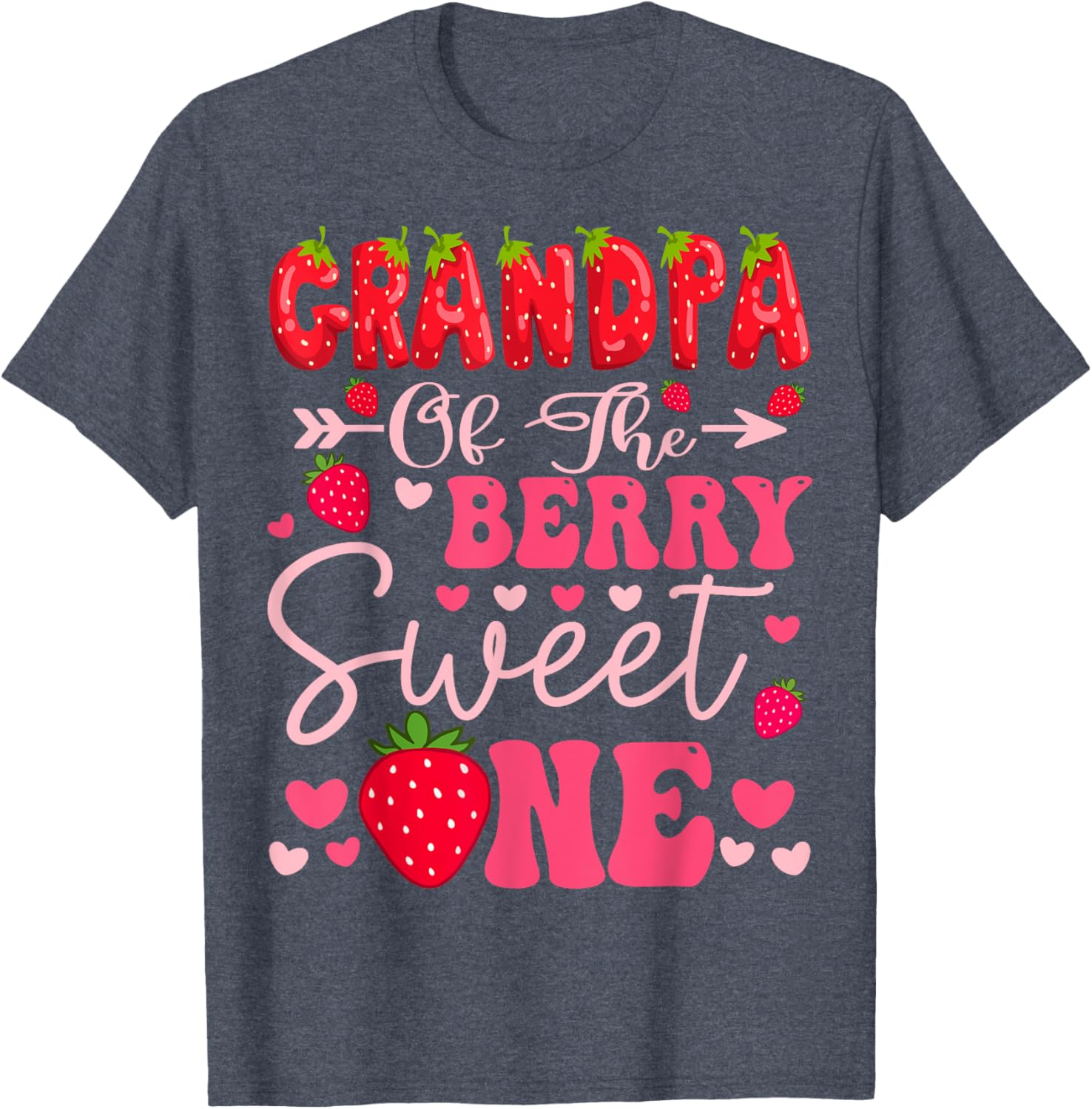 Adorable Grandpa Of The Berry Sweet One Strawberry Birthday T-Shirt - 2