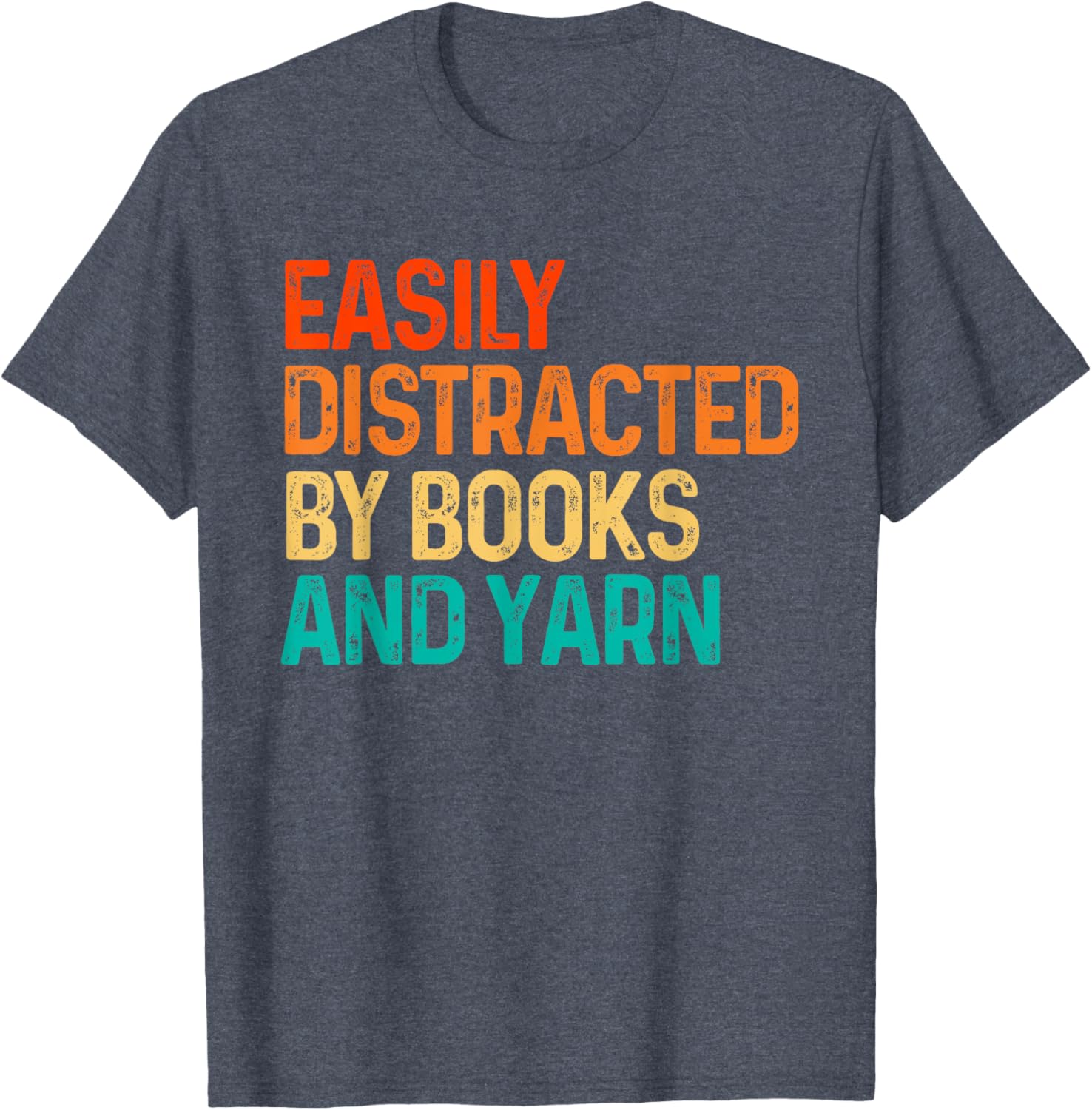 Easily Distracted By Books And Yarn Knitting Graphic T-Shirt for Book Lovers - 4