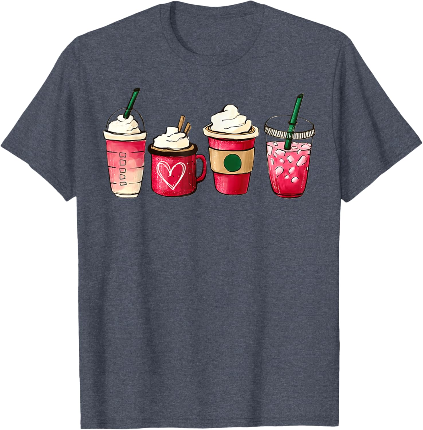 Valentine Heart Latte Iced Coffee T-Shirt for Coffee Lovers - 1