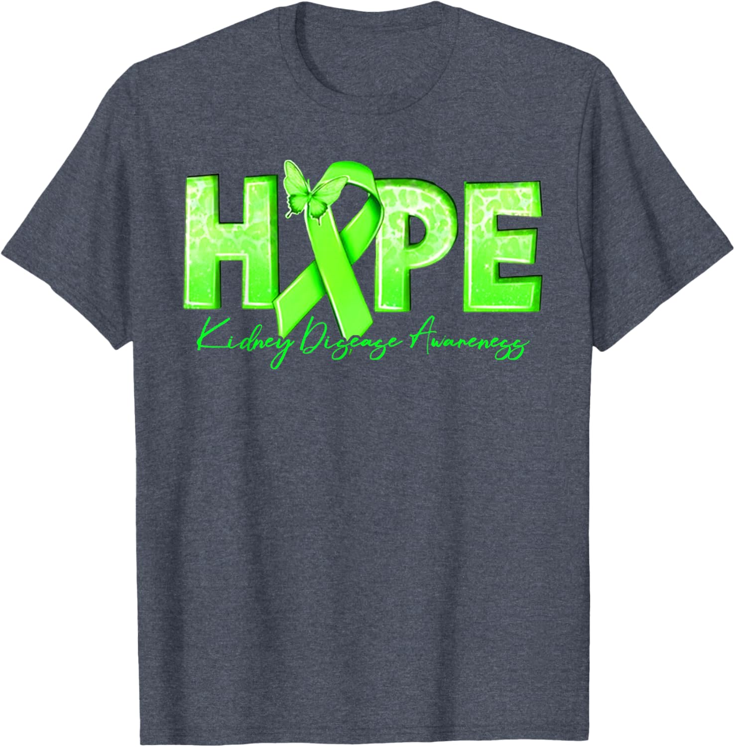Hope Kidney Disease Awareness Green Ribbon T-Shirt for Renal Health Support - 9