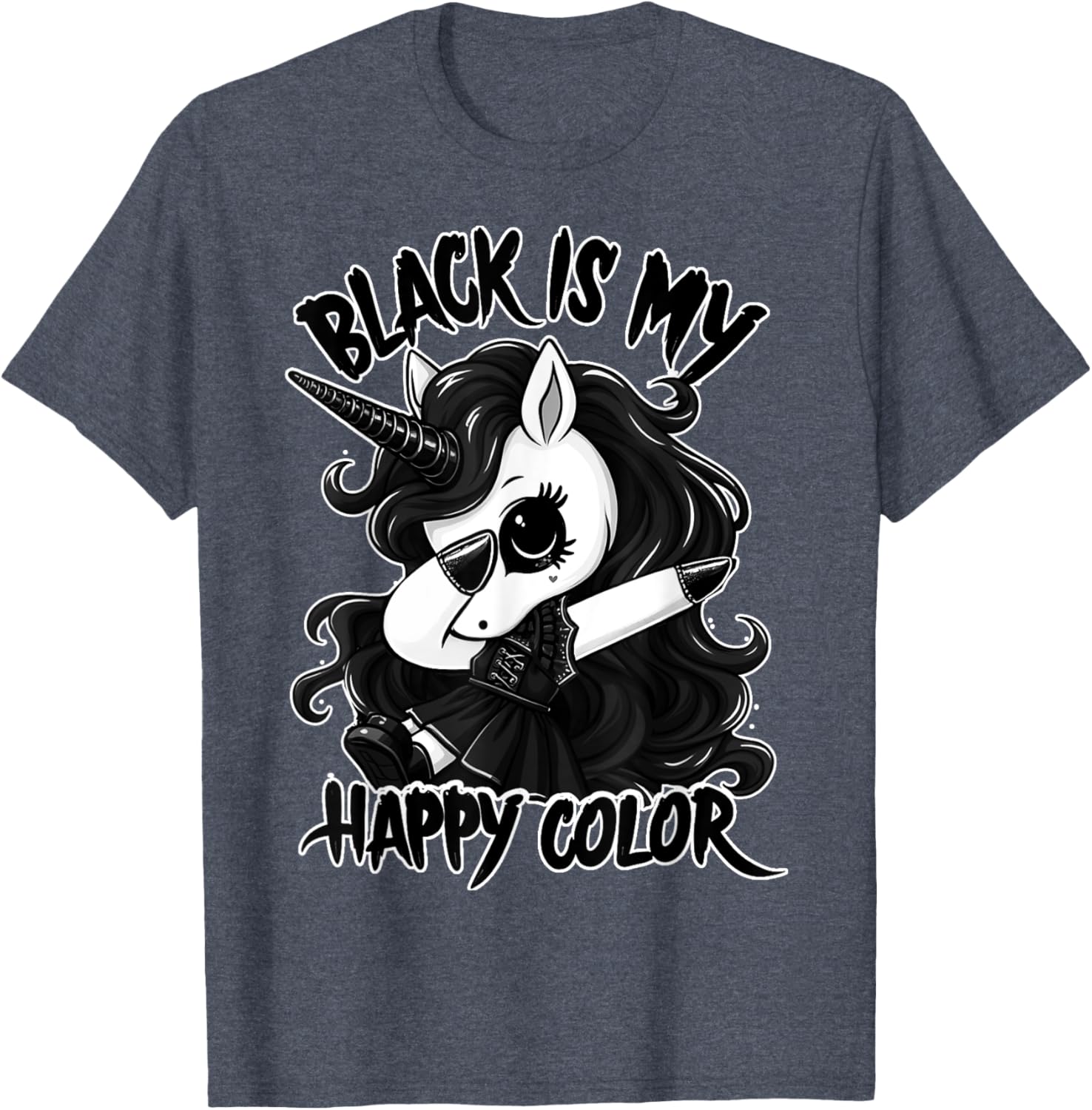 Gothic Unicorn Dabbing T-Shirt - Black is My Lucky Color Tee - 16