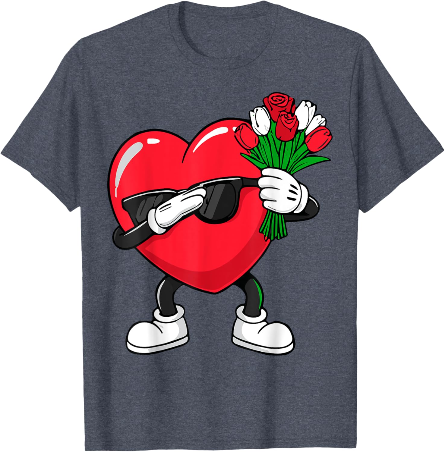 Dabbing Heart Flower Valentine's Day T-Shirt for Fun Loving Hearts - 10