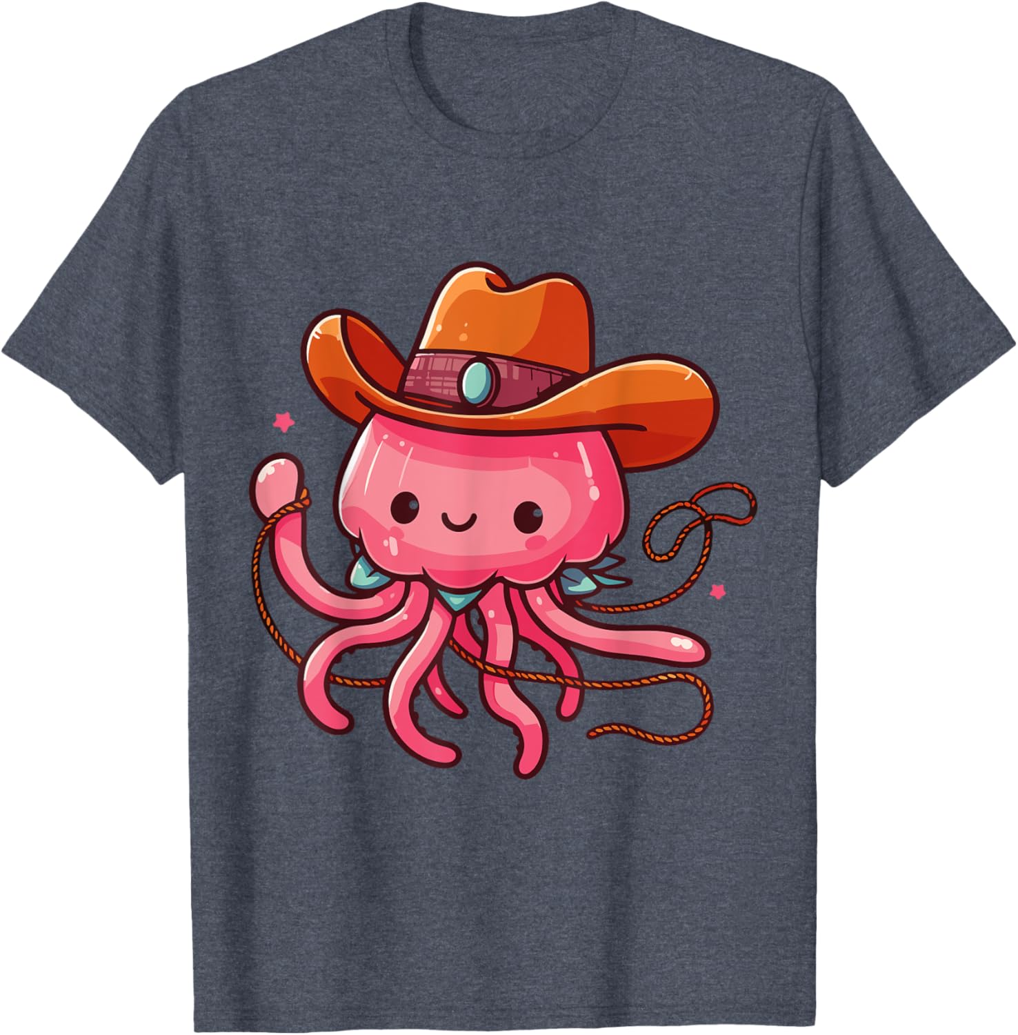 Western Rodeo Cowboy Hat and Jellyfish Texas Animals T-Shirt for Men - 19
