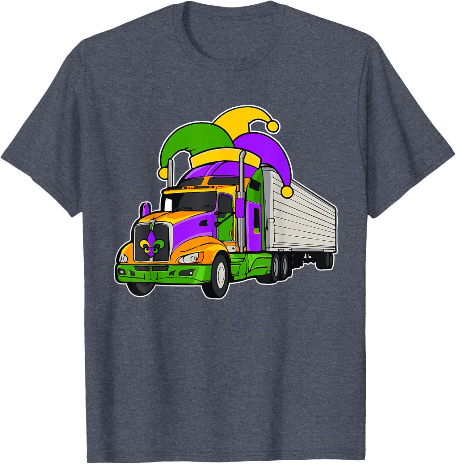 Colorful Mardi Gras Jester Hat Truck Team T-Shirt for Festive Parades - 14