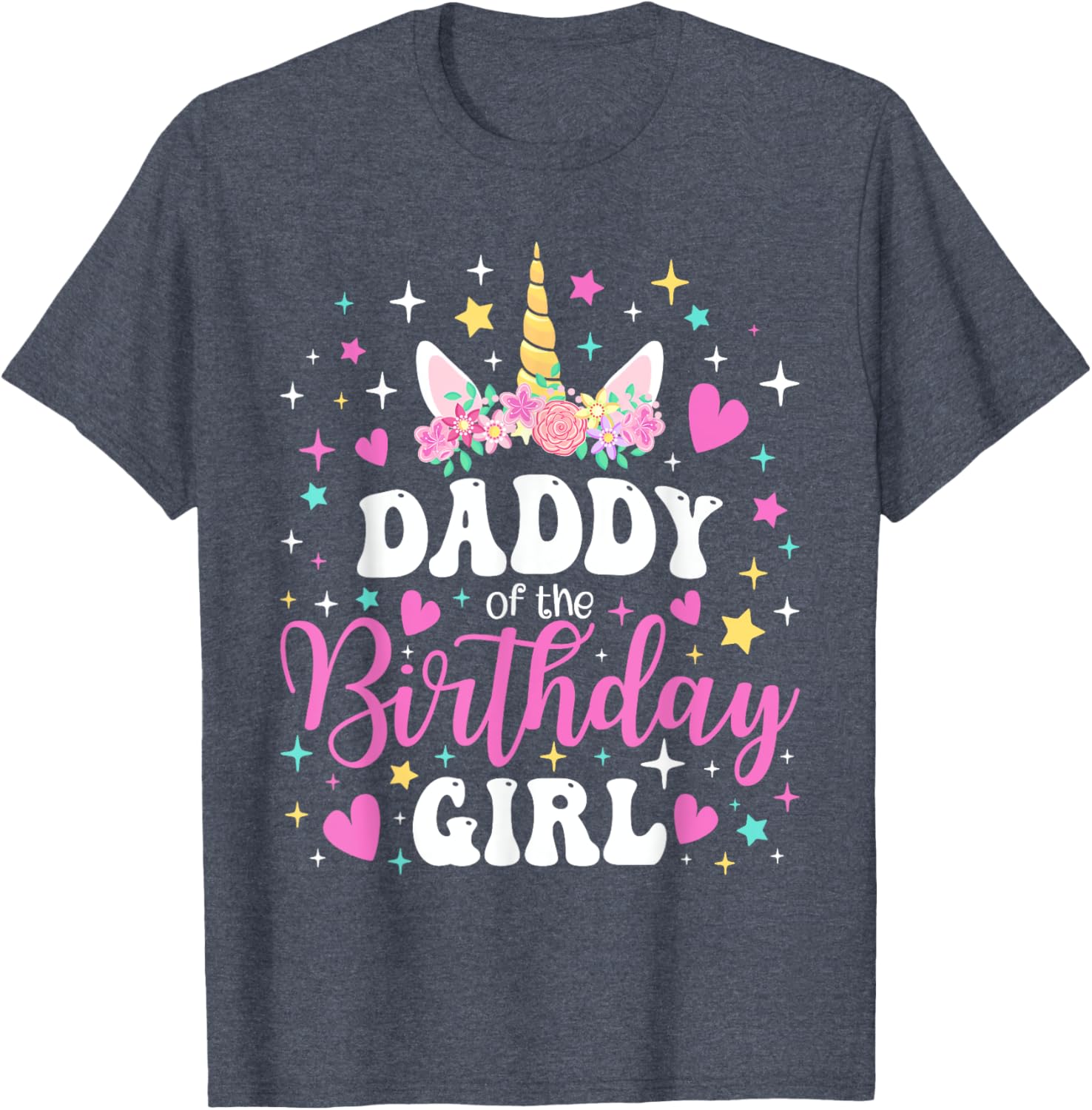 Family Matching Unicorn Daddy T-Shirt for Birthday Girl Celebration - 24