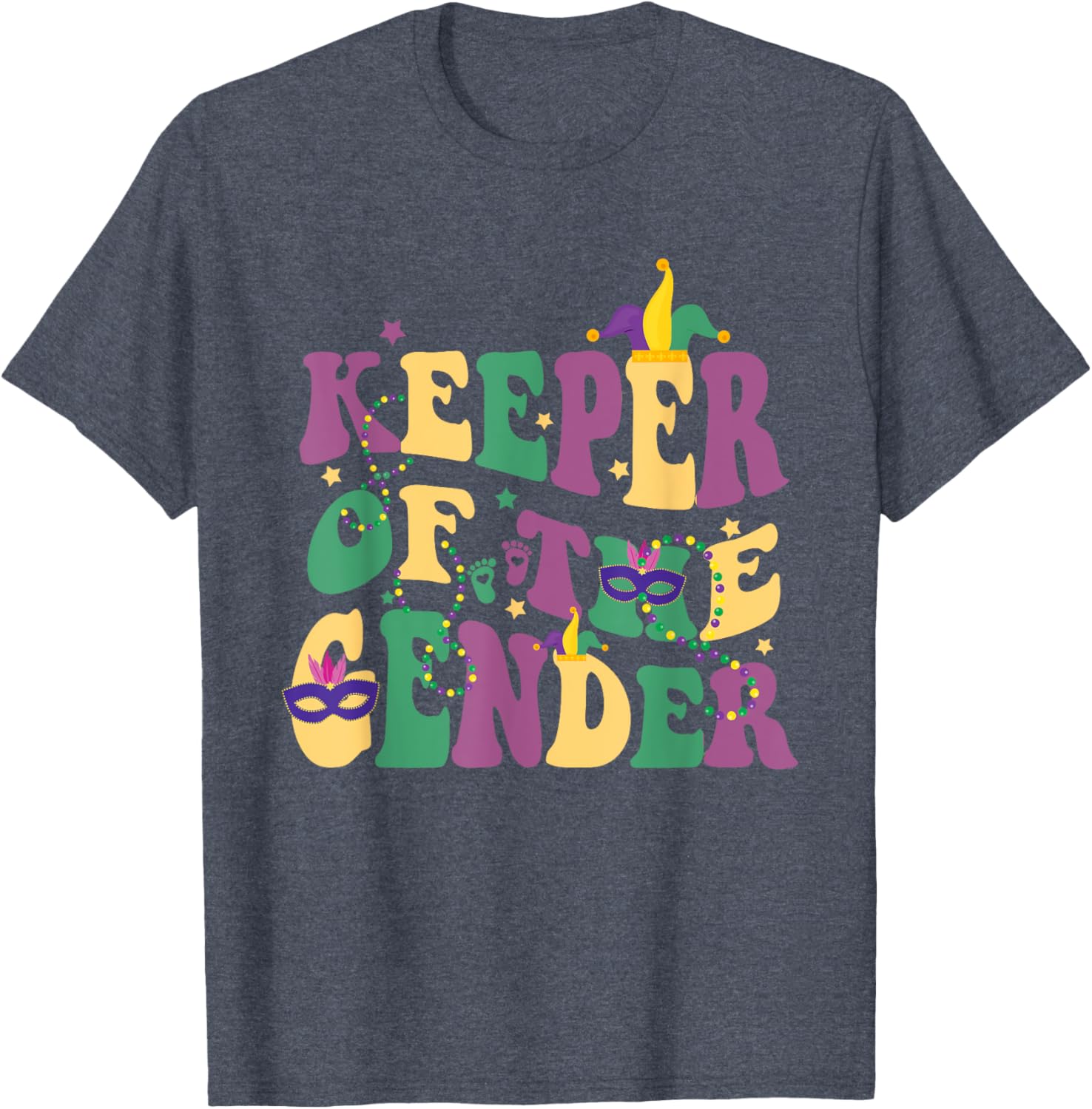 Keeper Of The Gender Reveal Mardi Gras Baby Shower T-Shirt for Fun Celebrations - 22