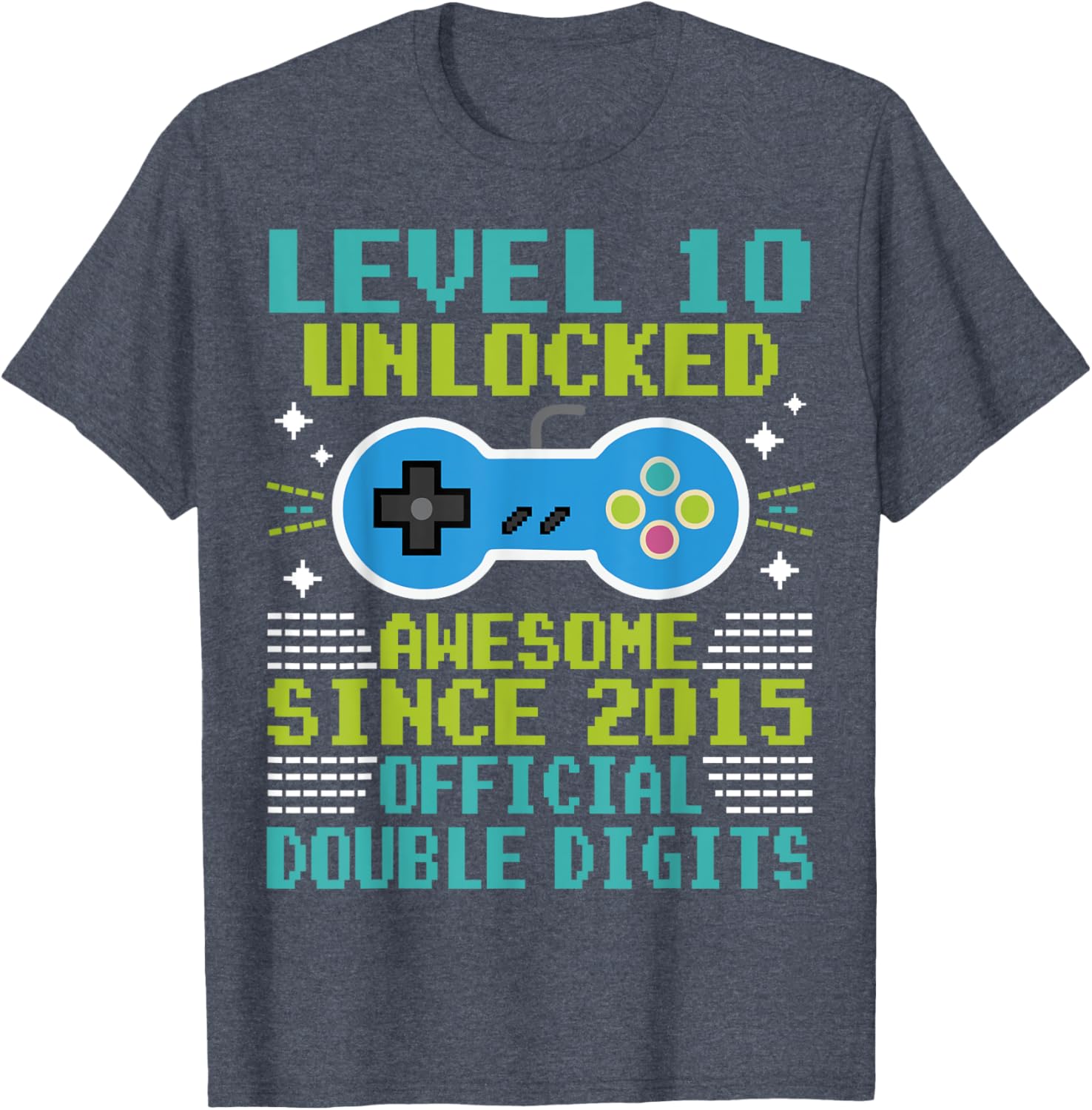 Cool 10th Birthday Boys T-Shirt Level 10 Unlocked Awesome Since 2015 - 1