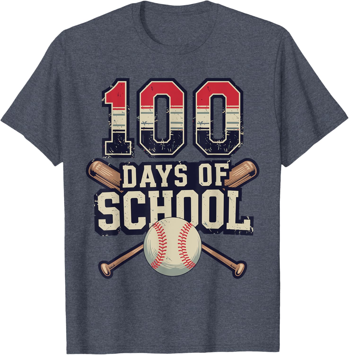 Vintage Baseball Theme 100 Days of School Celebration T-Shirt for Kids - 7