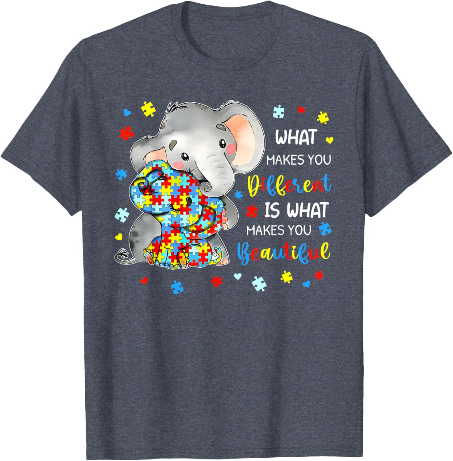 Unique Autism Awareness Elephant T-Shirt Celebrating Individuality and Beauty - 11