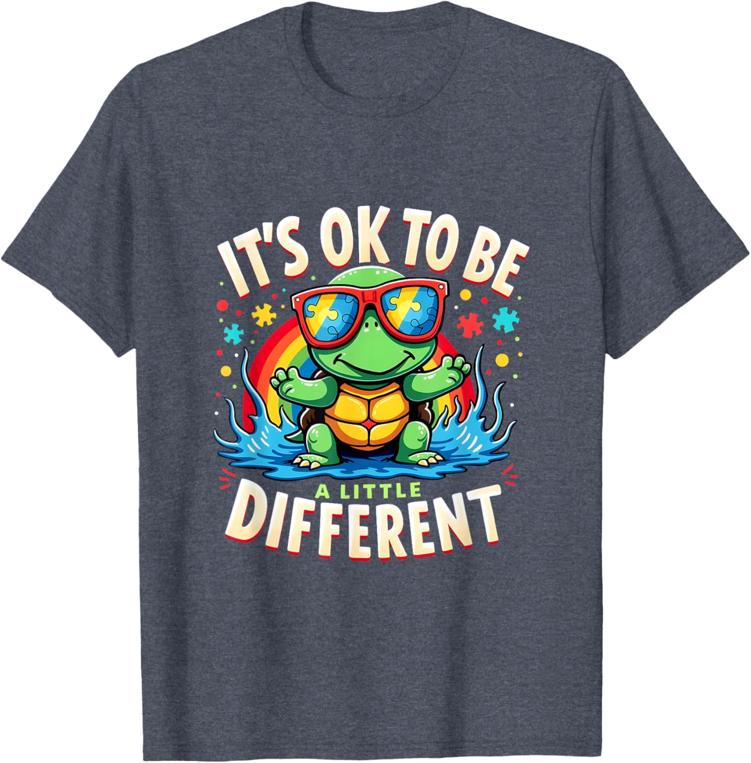 Cute Turtle Autism Awareness T-Shirt It's Ok To Be A Little Different - 23