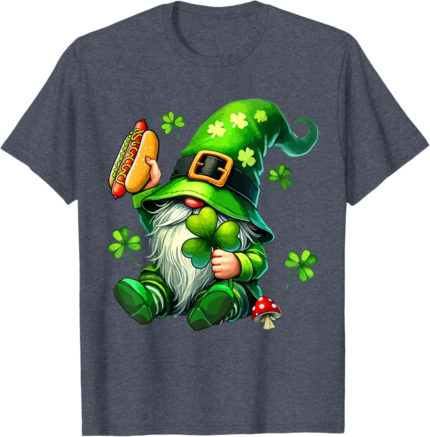 Gnome Eating Hot Dog St. Patrick's Day T-Shirt for Food Lovers - 5