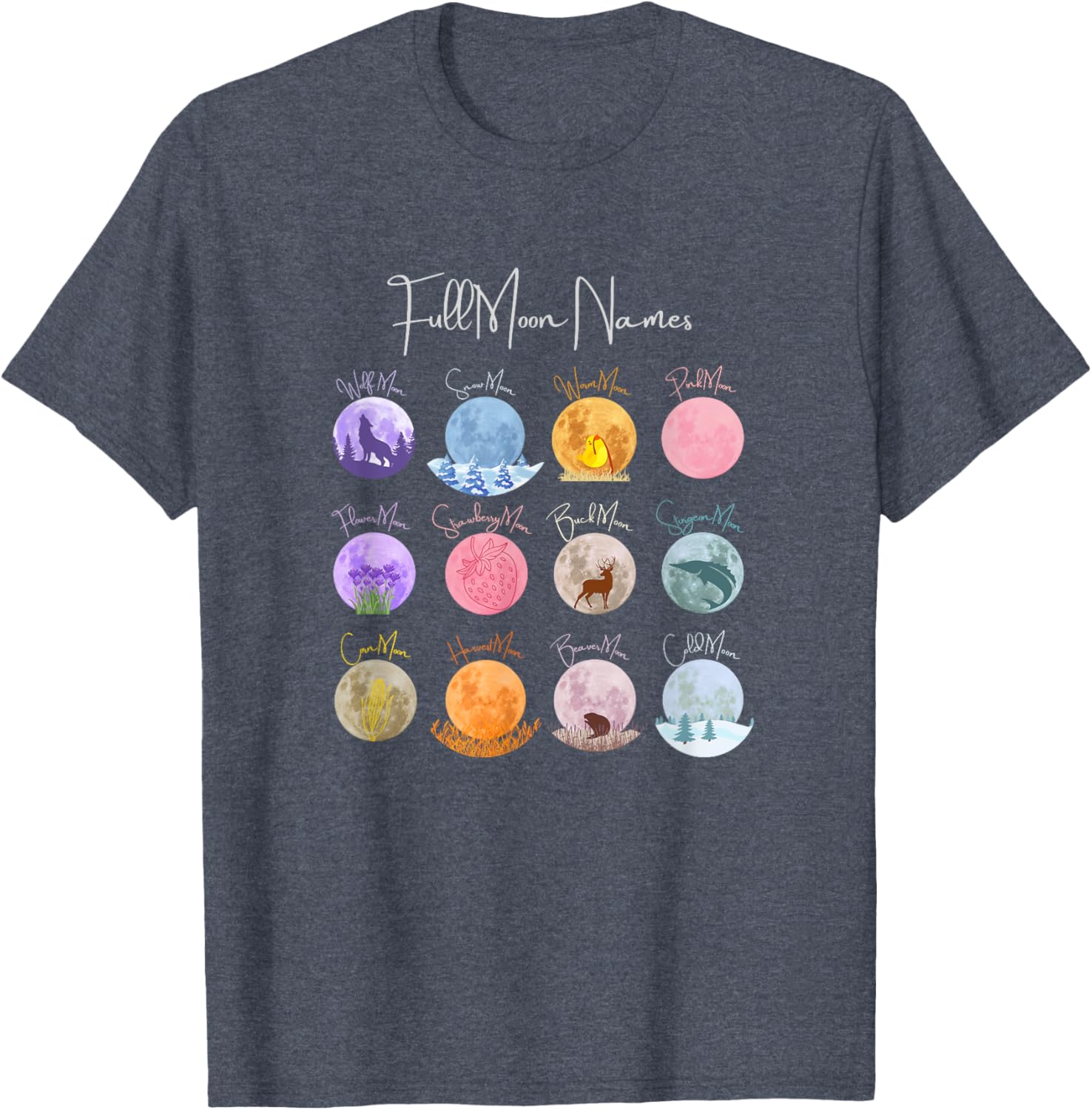 Full Moon Names T-Shirt Lunar Calendar Tees and Accessories Elegance - 8