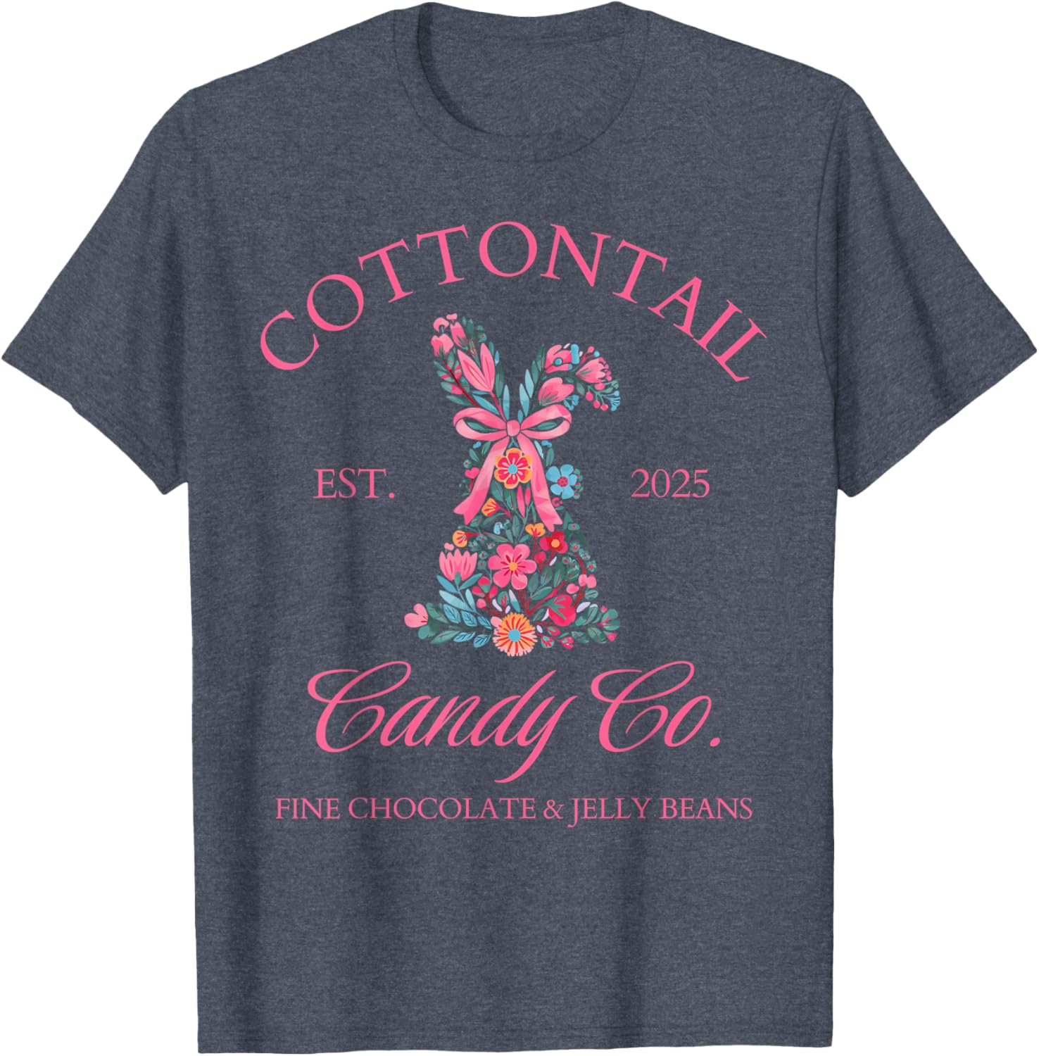 Easter Bunny Floral Coquette Bow T-Shirt for Girls and Women - 2