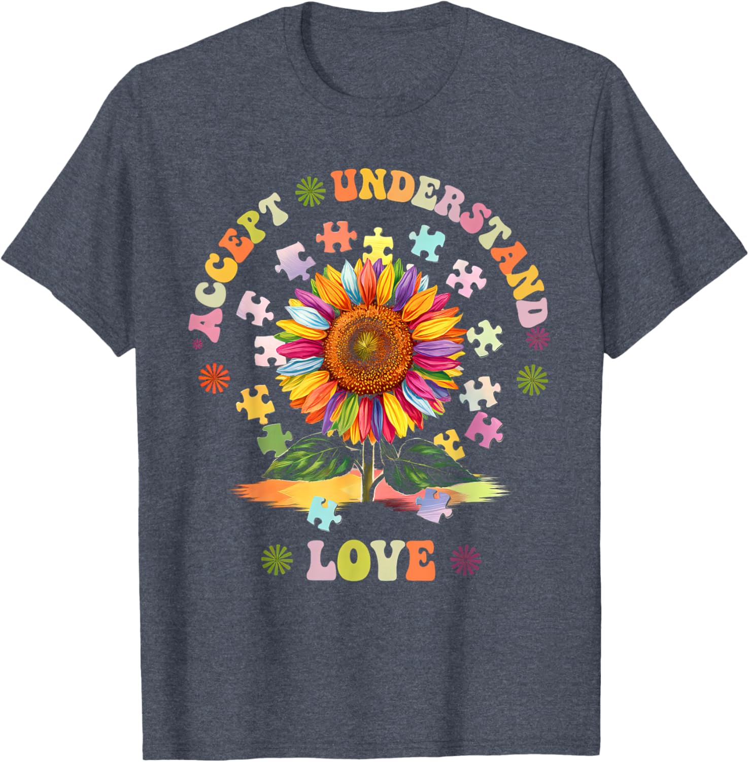 Autism Awareness Flower Women T-Shirt Accept Understand Love ASD Comfort - 12