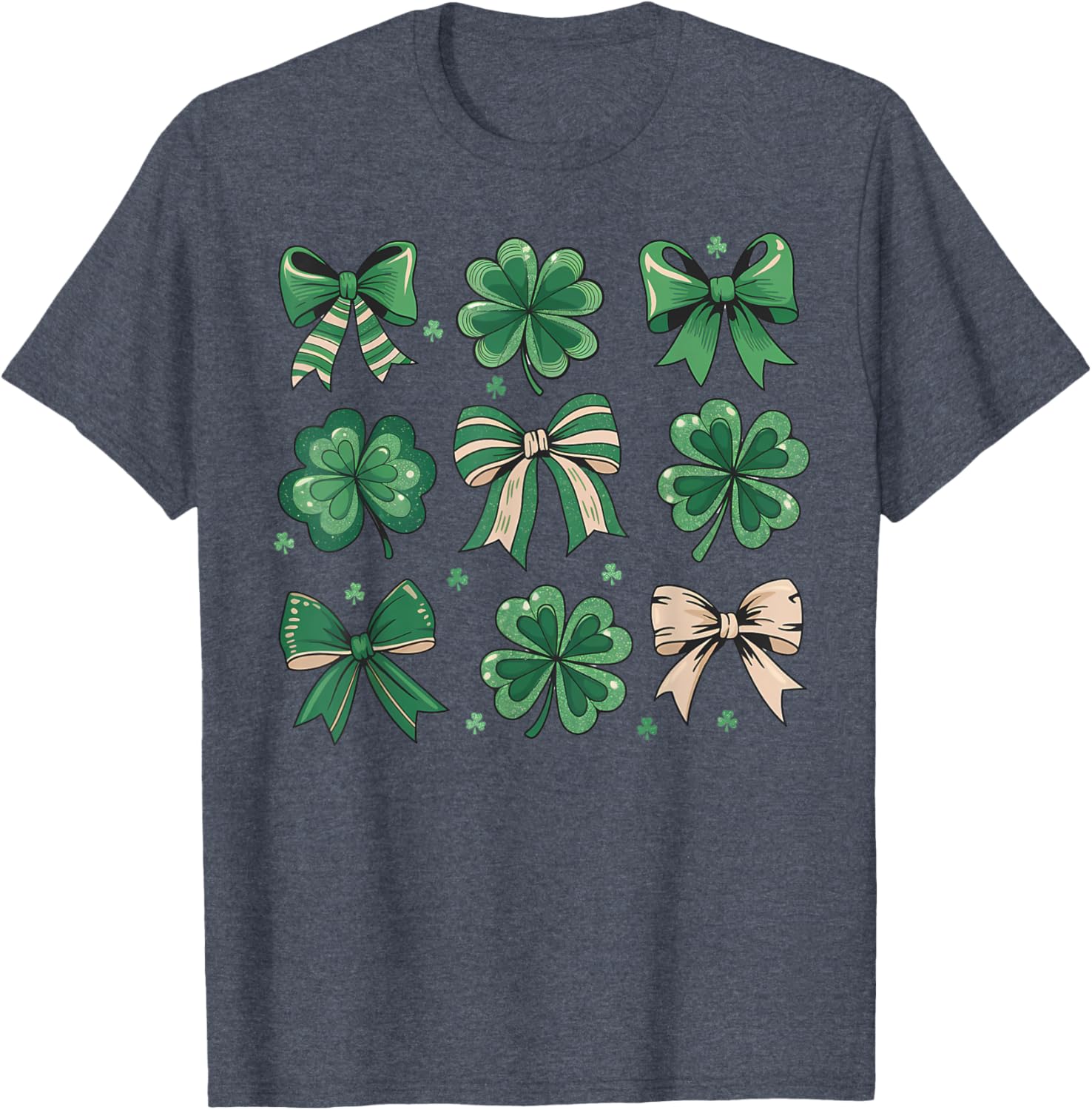 Cute Retro St Patricks Day Shamrock Bow T-Shirt for Festive Fun - 27
