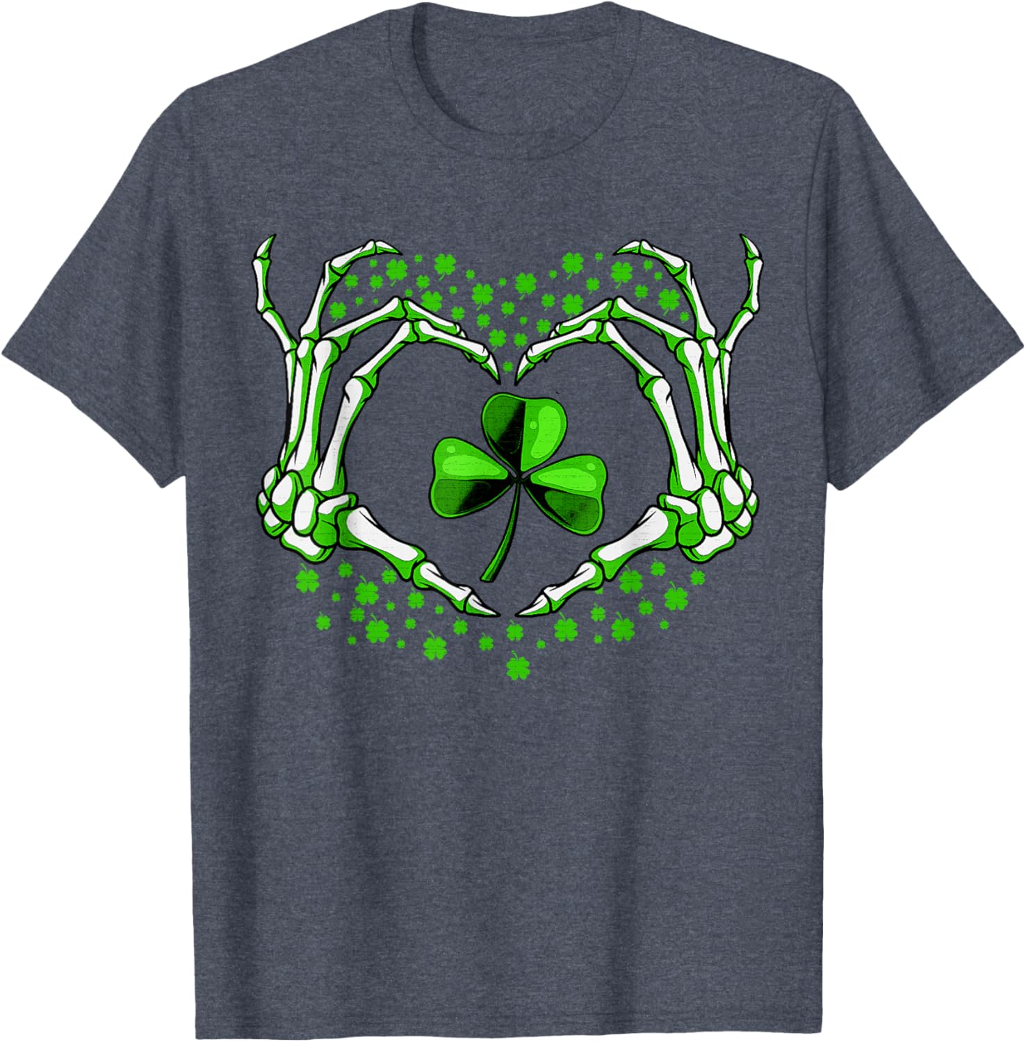Skeleton Hand Heart Shamrock St Patricks Day T-Shirt for Festive Fun - 18