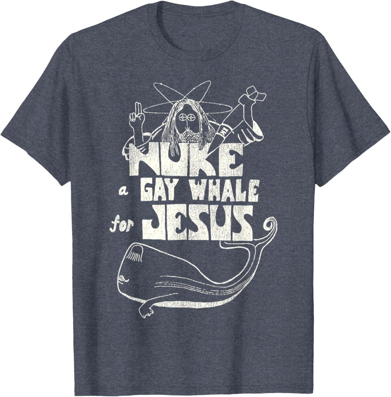 Funny Vintage 80s Nuke a Gay Whale For Jesus T-Shirt for Social Advocacy - 23