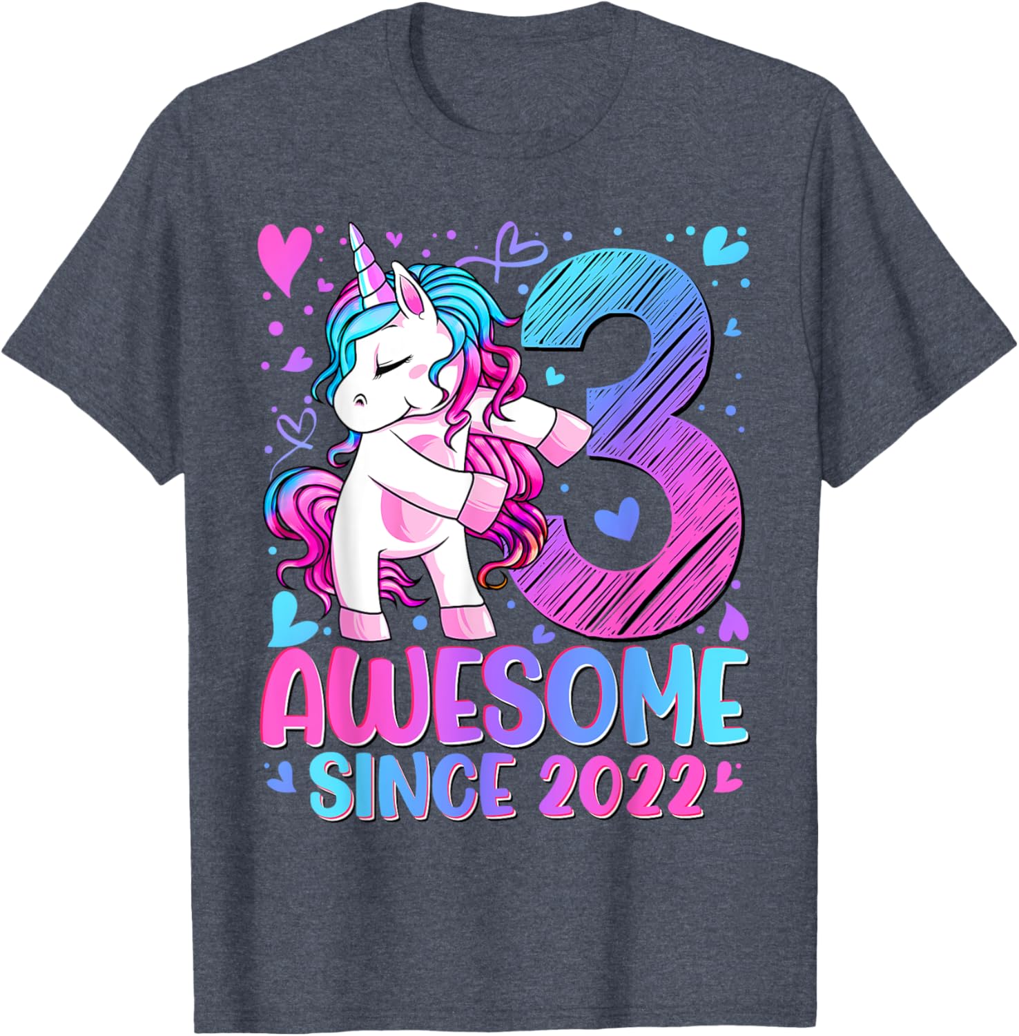 Cute Unicorn T-Shirt for 3 Year Old Girls Birthday Party Gifts - 2