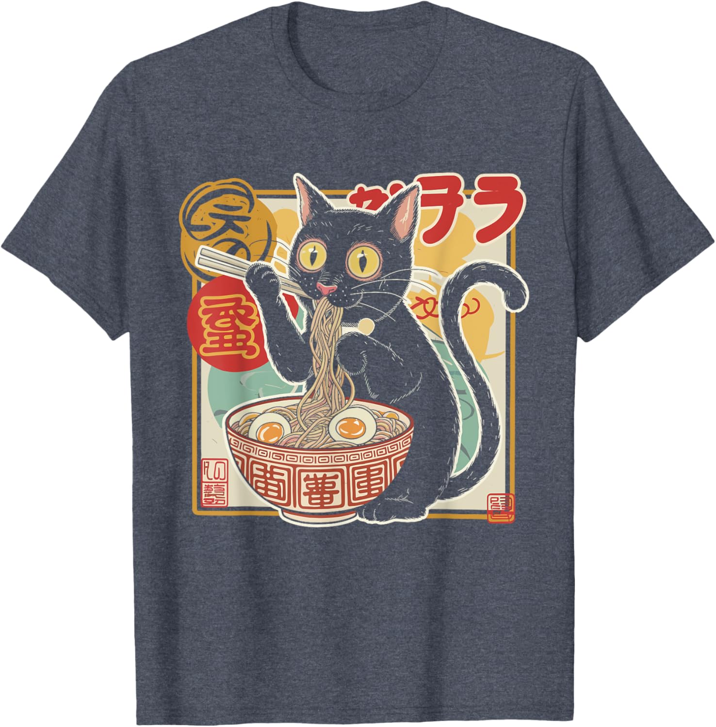 Funny Cat Eating Ramen Noodle T-Shirt for Anime Girls and Teens - 5