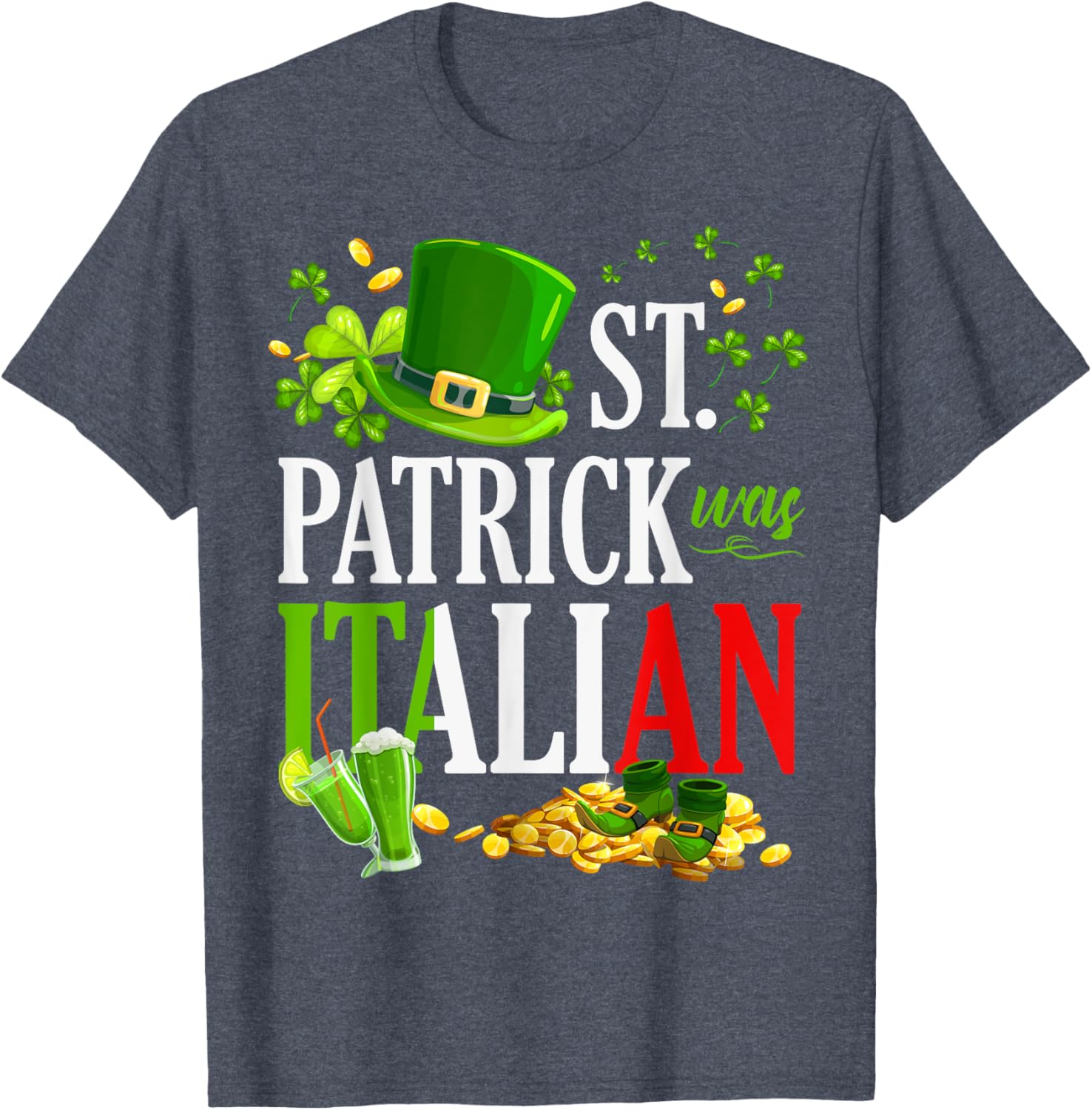 Vintage St Patrick Was Italian Clover Graphic T-Shirt for St Patricks Day - 8