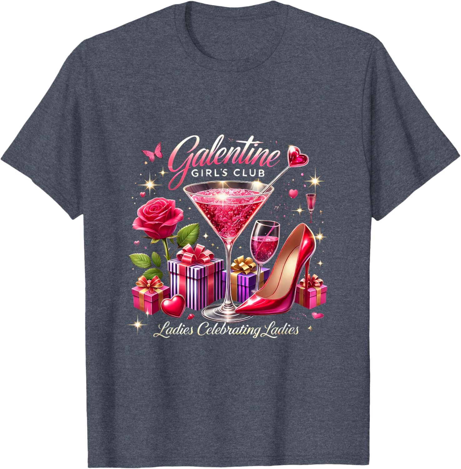 Galentine's Celebration Martini Glass T-Shirt for Fun Girls Night Out - 21