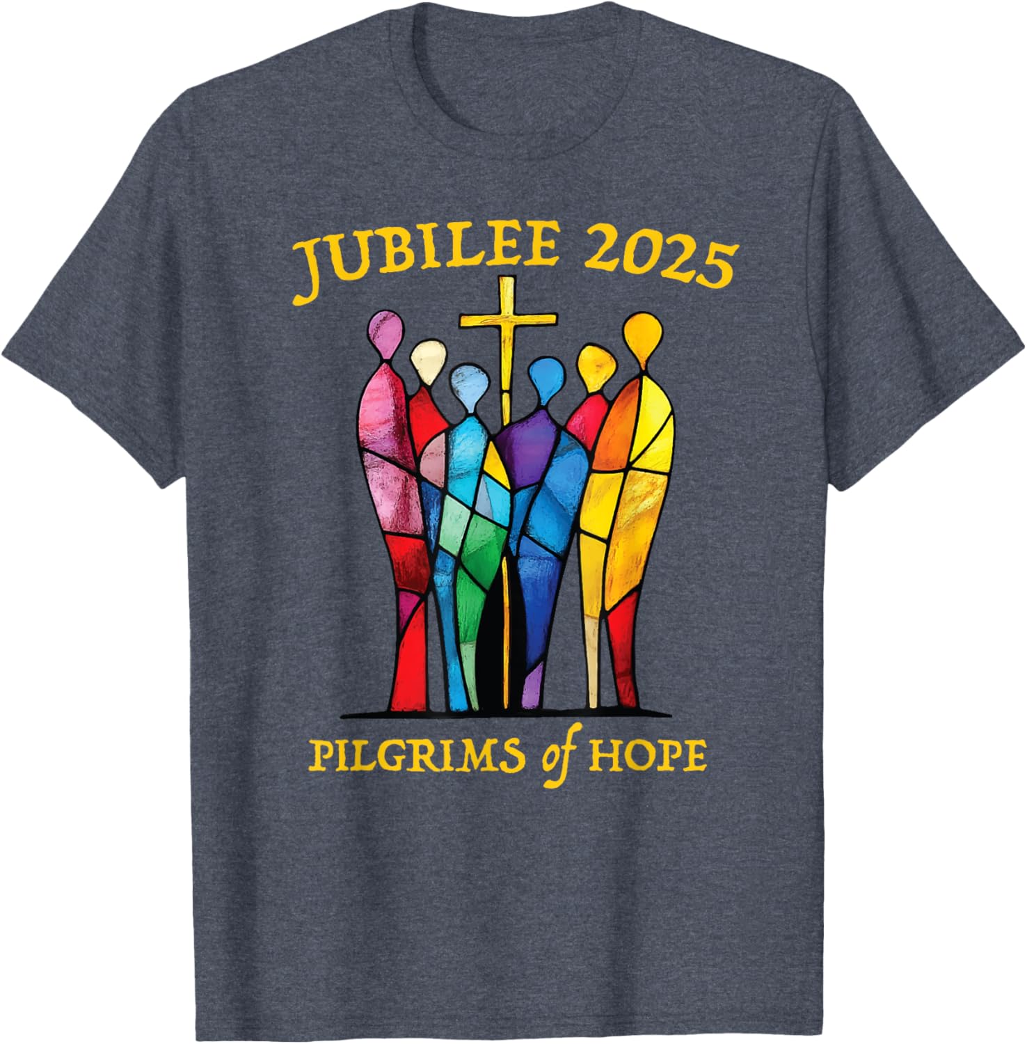 Catholic Jubilee 2025 Pilgrims of Hope Stained Glass T-Shirt for All - 9