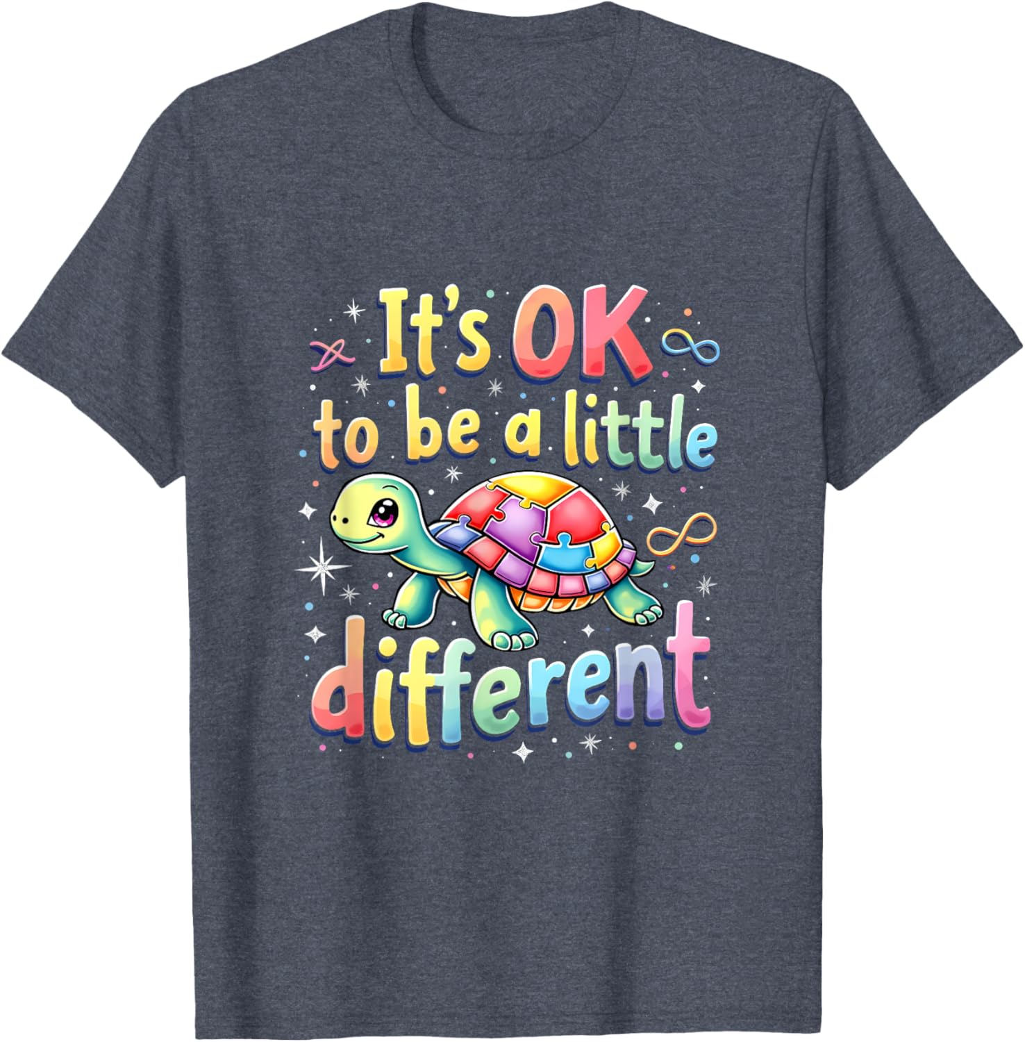 Autism Awareness Turtle T-Shirt It's Okay to Be Different Fun Tee - 9