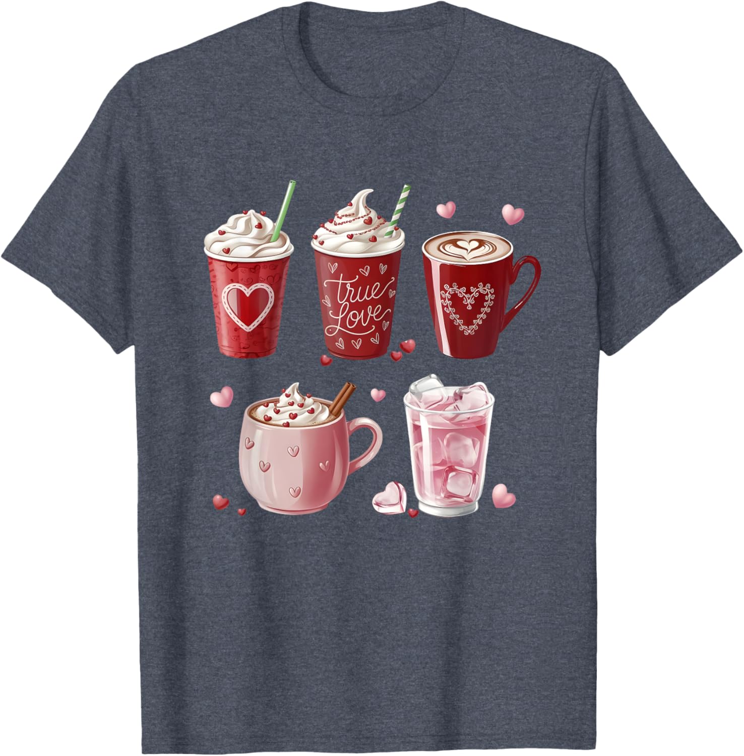 Coffee Lover Valentine T-Shirt Cute Coffee Cups Design for Him or Her - 20