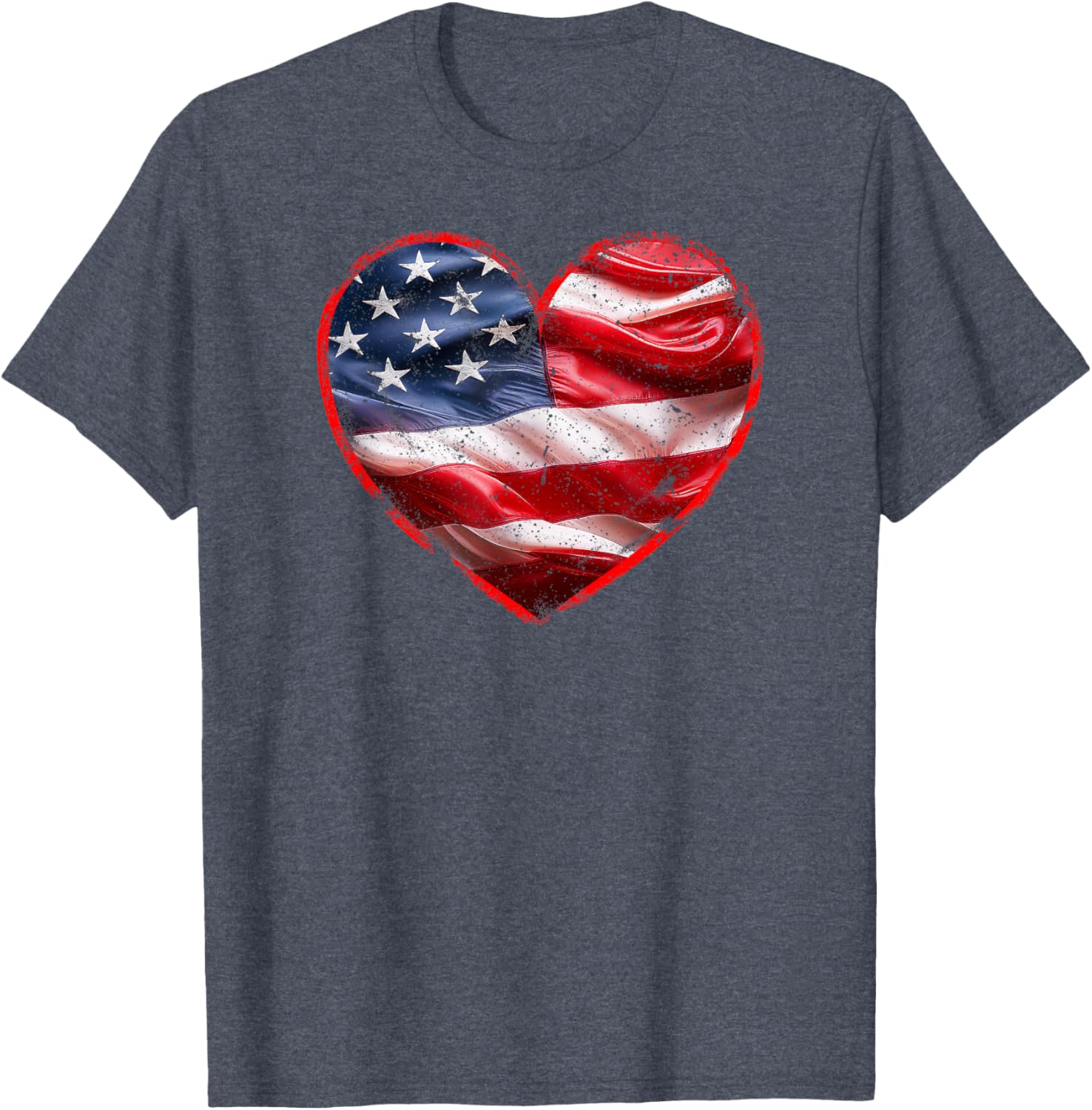 Heart-Shaped American Flag T-Shirt | Patriotic Clothing for All - 13