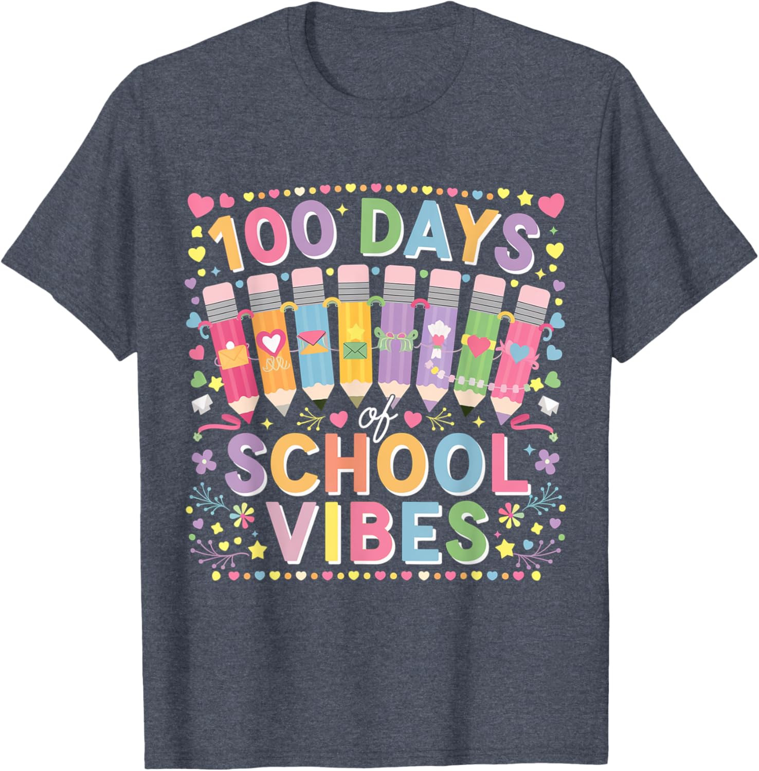 Cute Heart 100th Day of School T-Shirt for Kids Fun Celebration Wear - 10