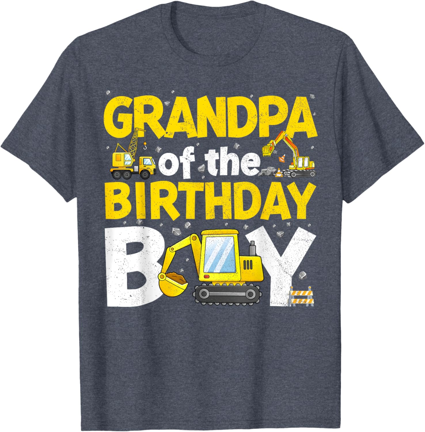 Grandpa Of The Birthday Boy Construction Family Party T-Shirt Gift - 8