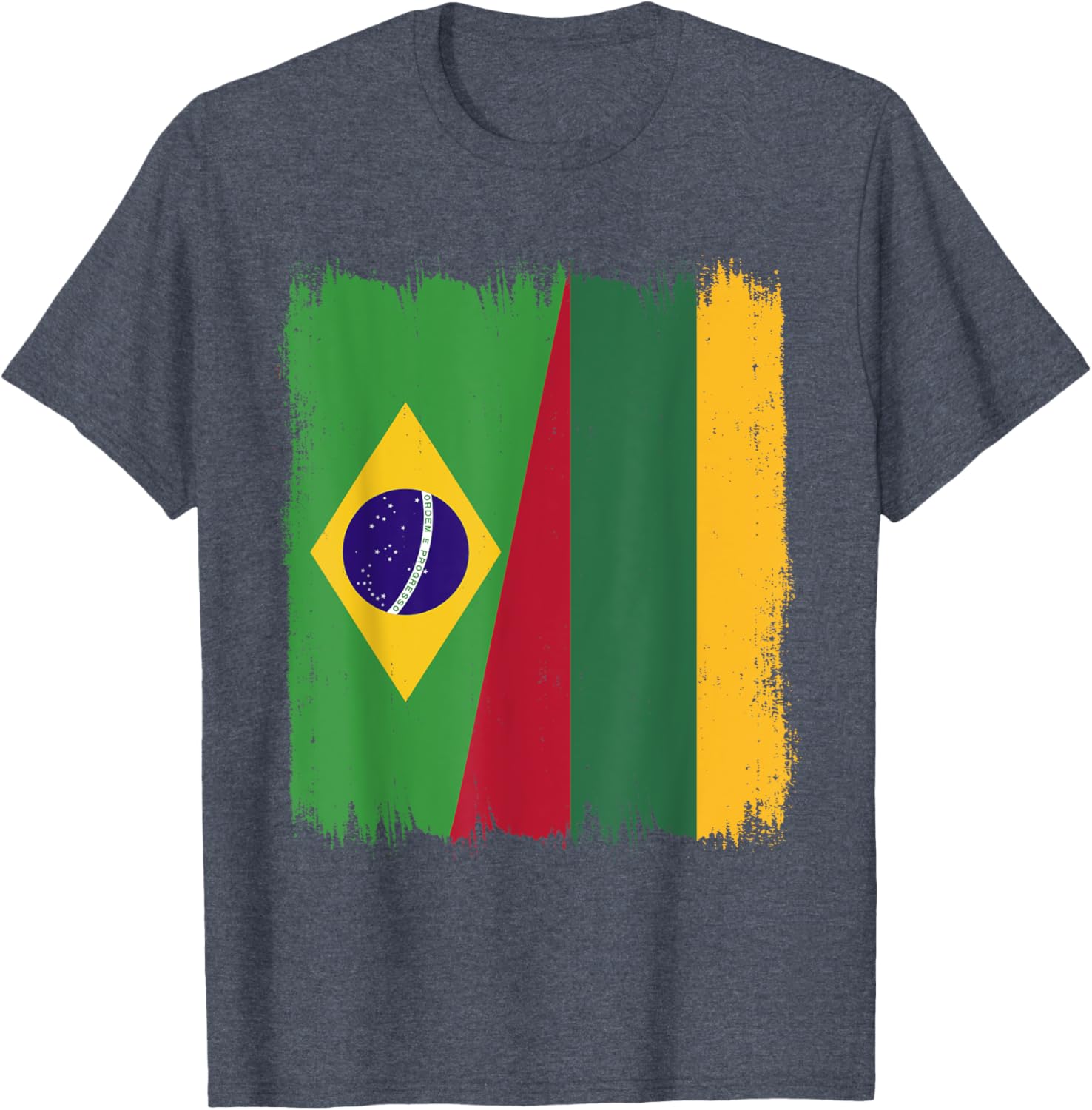 Brazil Lithuania Half Flag Roots T-Shirt for Proud Brazilian Lithuanians - 17
