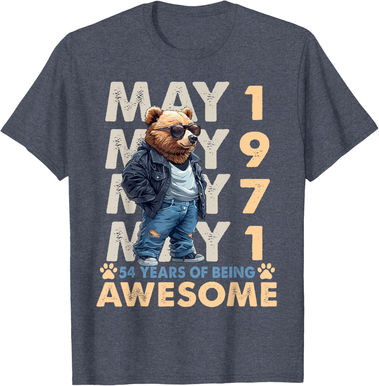 54th Birthday Bear Legends May 1971 T-Shirt for Men - Fun Gift Idea - 6