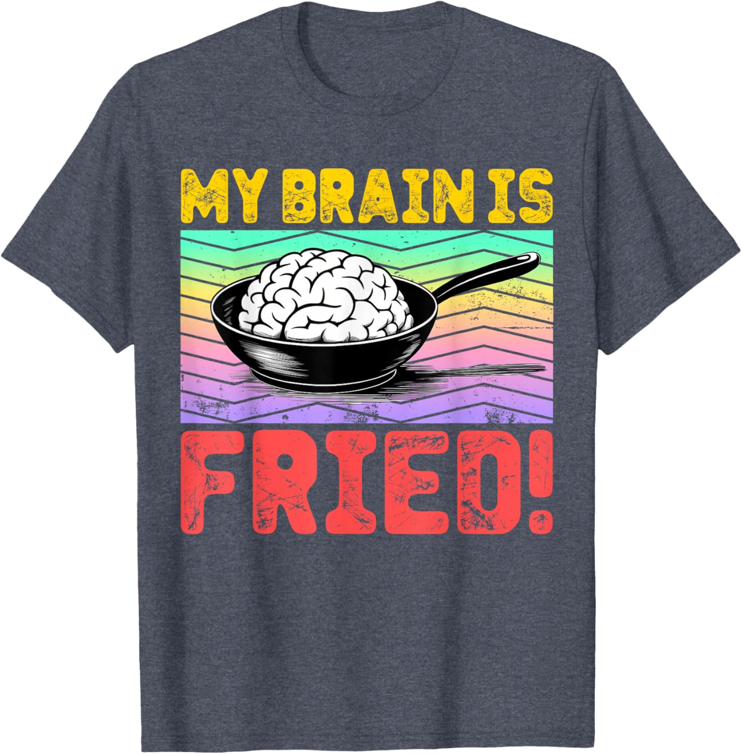 Cartoon Brain Fried Stress Relief T-Shirt for Fun and Relaxation - 17