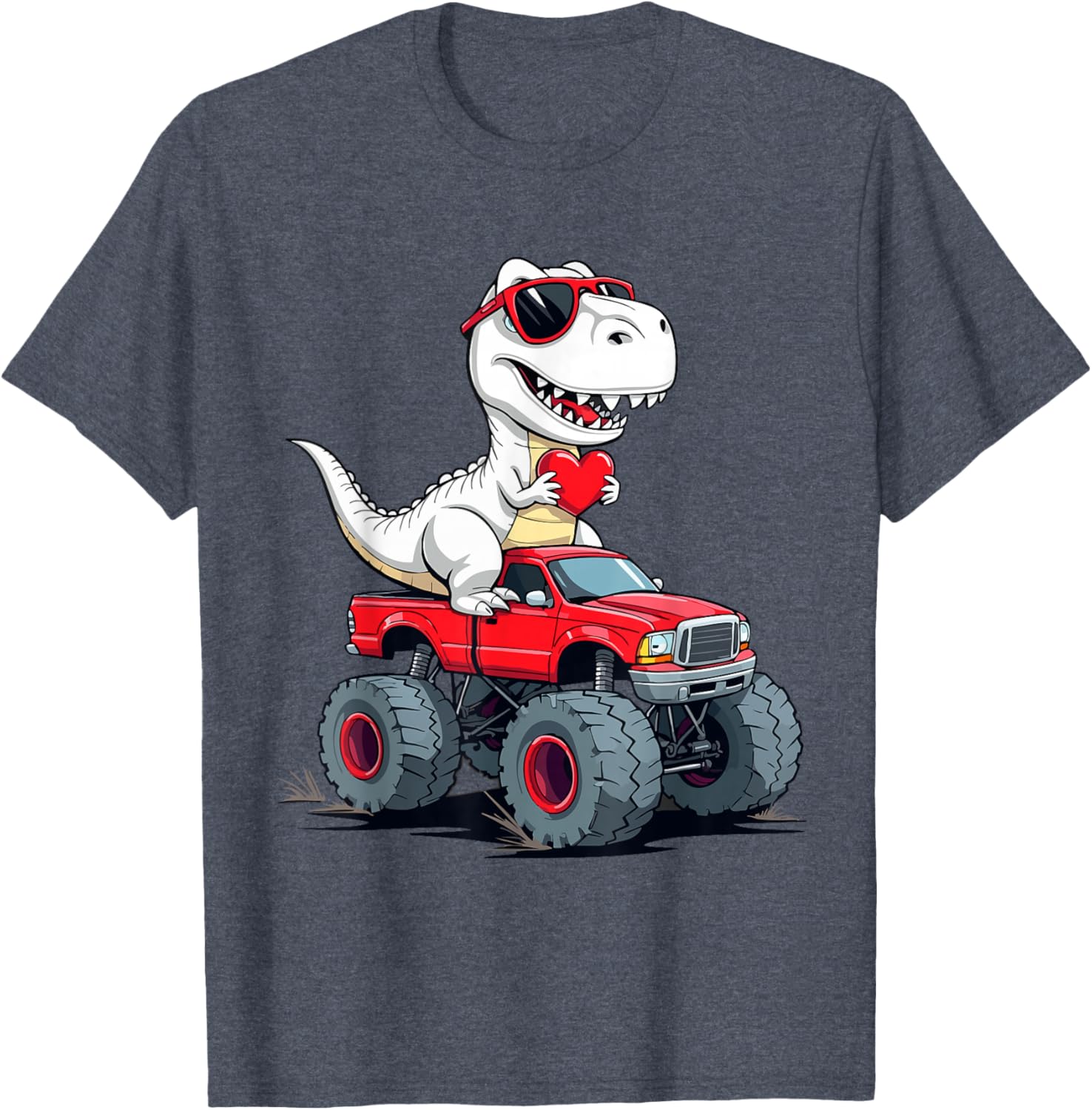 Fun Valentine's Day Dinosaur Monster Truck T-Shirt for Boys and Girls - 26