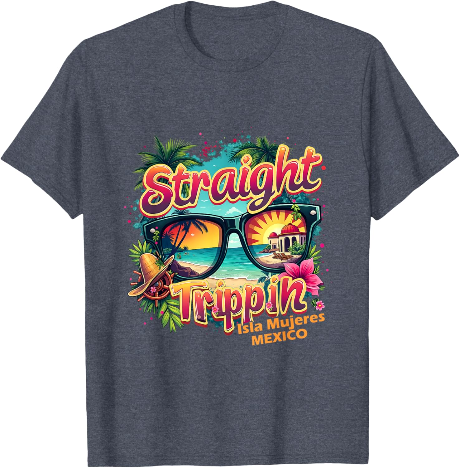 Isla Mujeres 2025 Retro Straight Trippin T-Shirt for Vacation Fun - 10