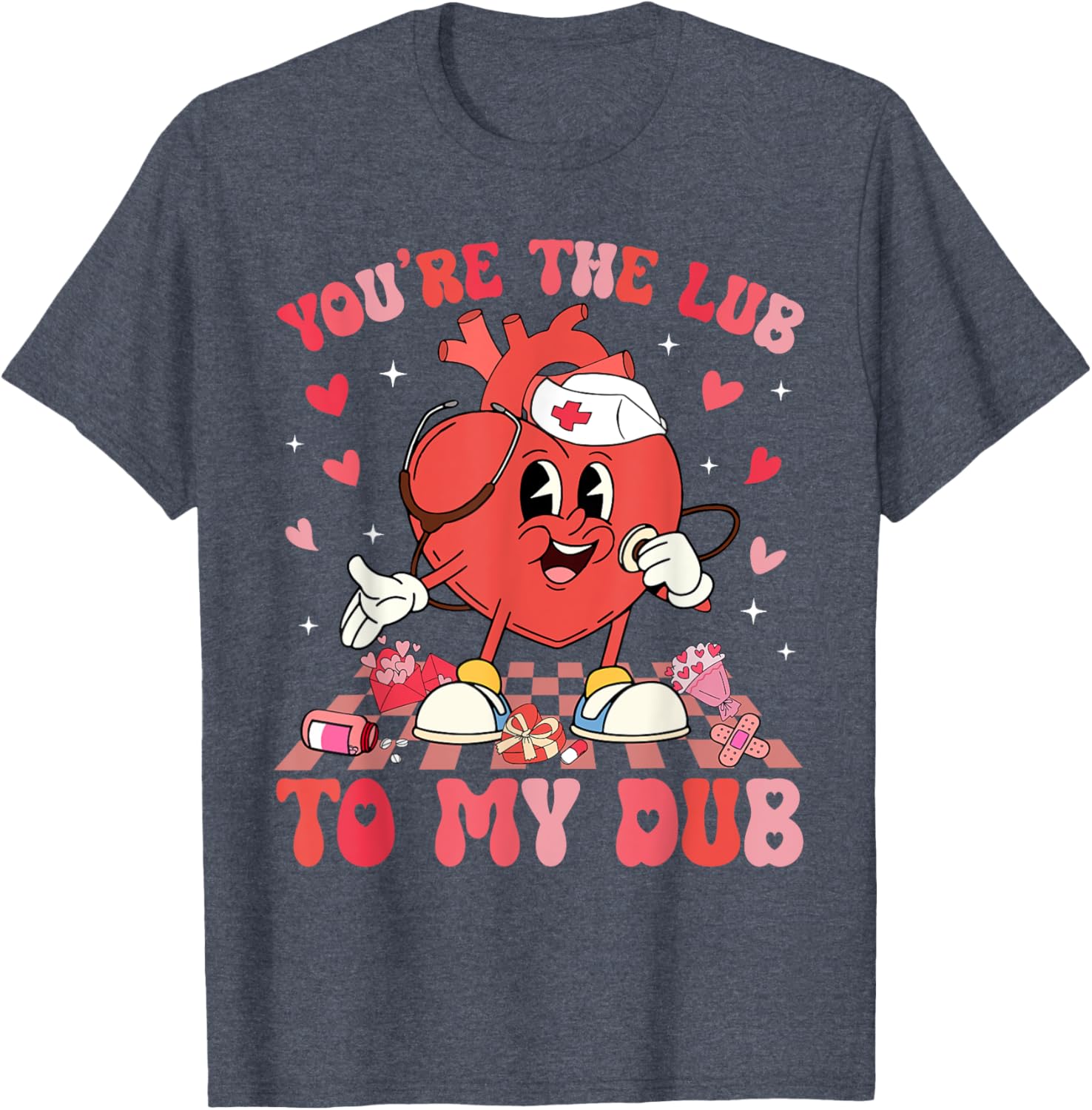 Valentine Retro You're The Lub To My Dub CVICU Nurse T-Shirt Gift - 12