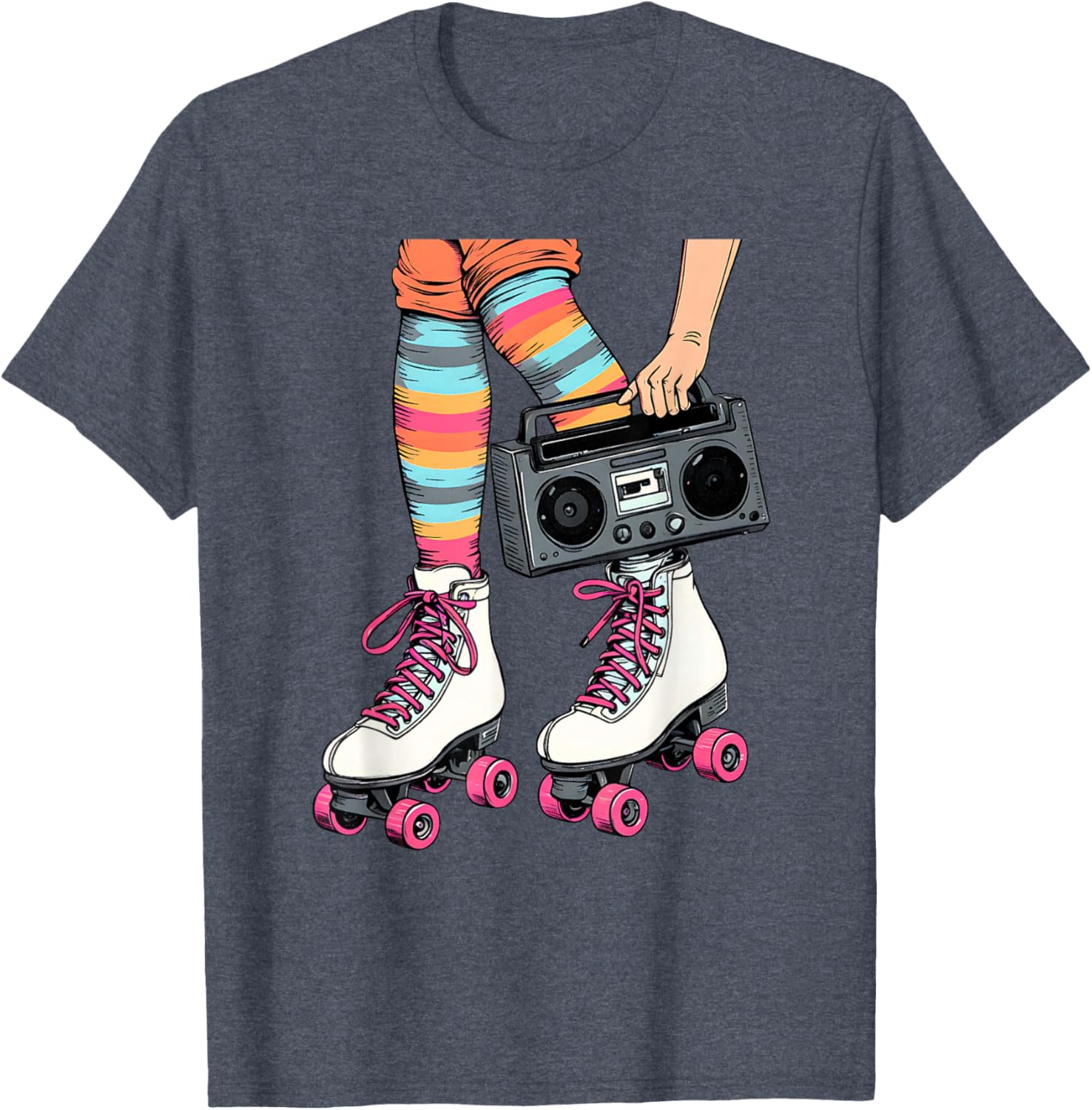 Retro Rollerskates Boombox T-Shirt for Fun 80's 90's Girls Vibes - 24