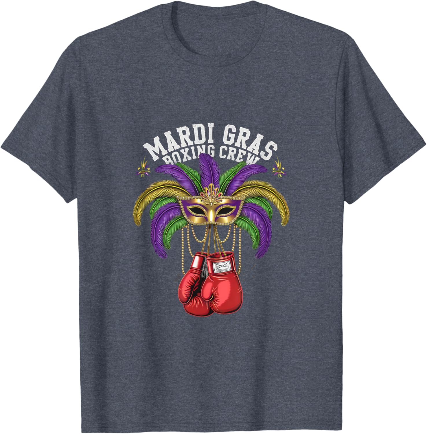 Mardi Gras Masquerade Boxing Crew T-Shirt for Festive Celebrations - 6