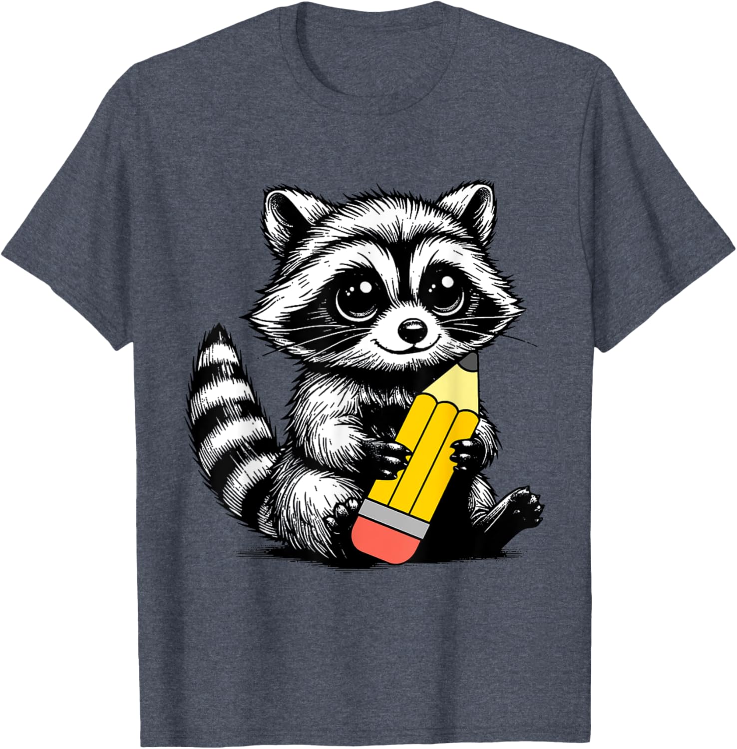 Cute Raccoon Teacher T-Shirt with Pencil Design for Animal Lovers - 10