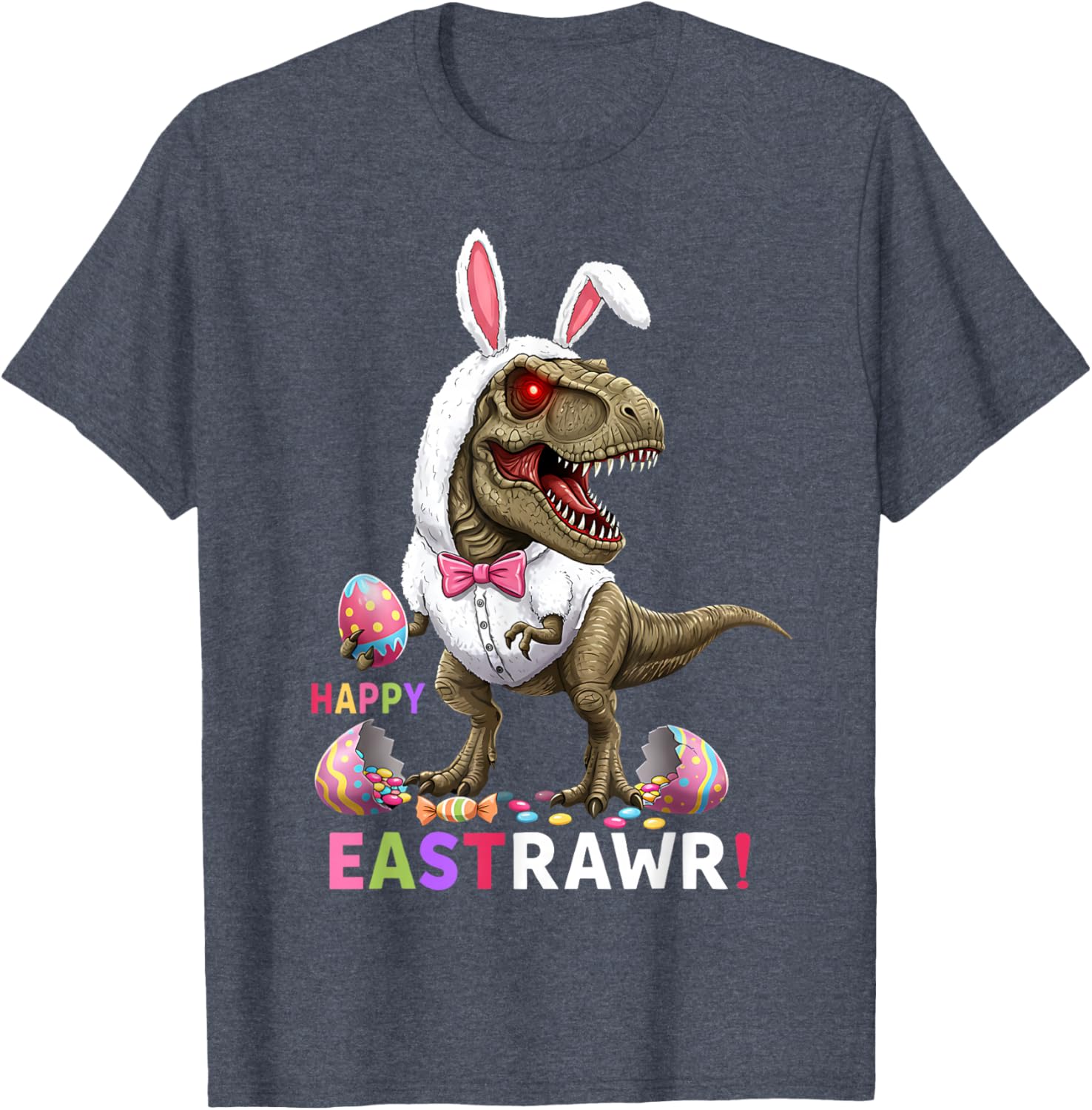 Happy Eastrawr T Rex Bunny Candy Egg Costume T-Shirt for Easter Fun - 14