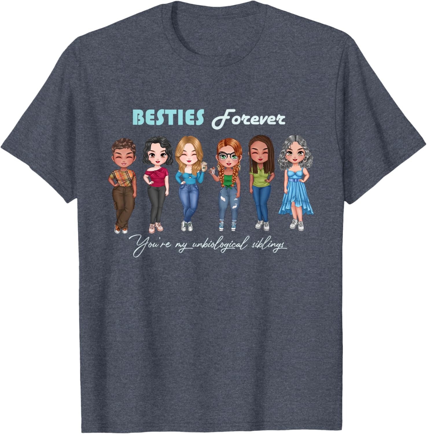 Chibi Best Friends T-Shirt for Unbiological Sisters and Siblings - 3